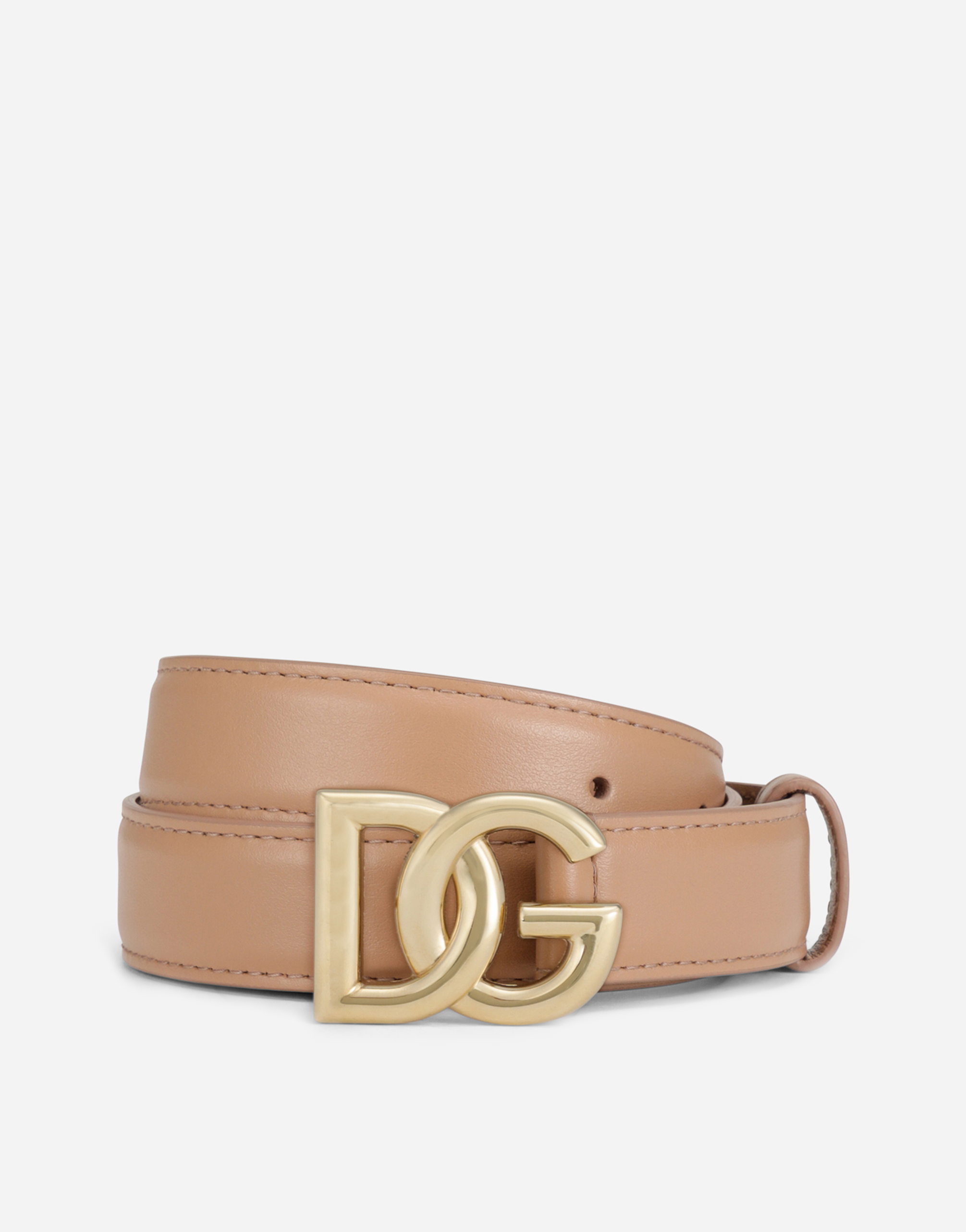 Calfskin belt with DG logo in Pink