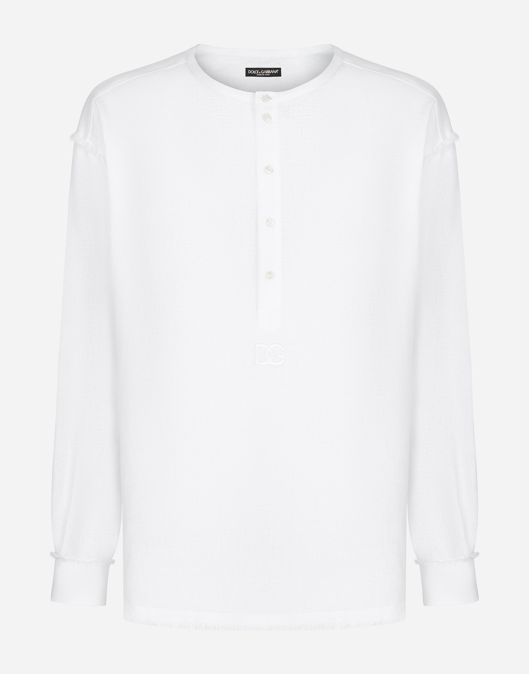 Oversize linen shirt with DG embroidery in White