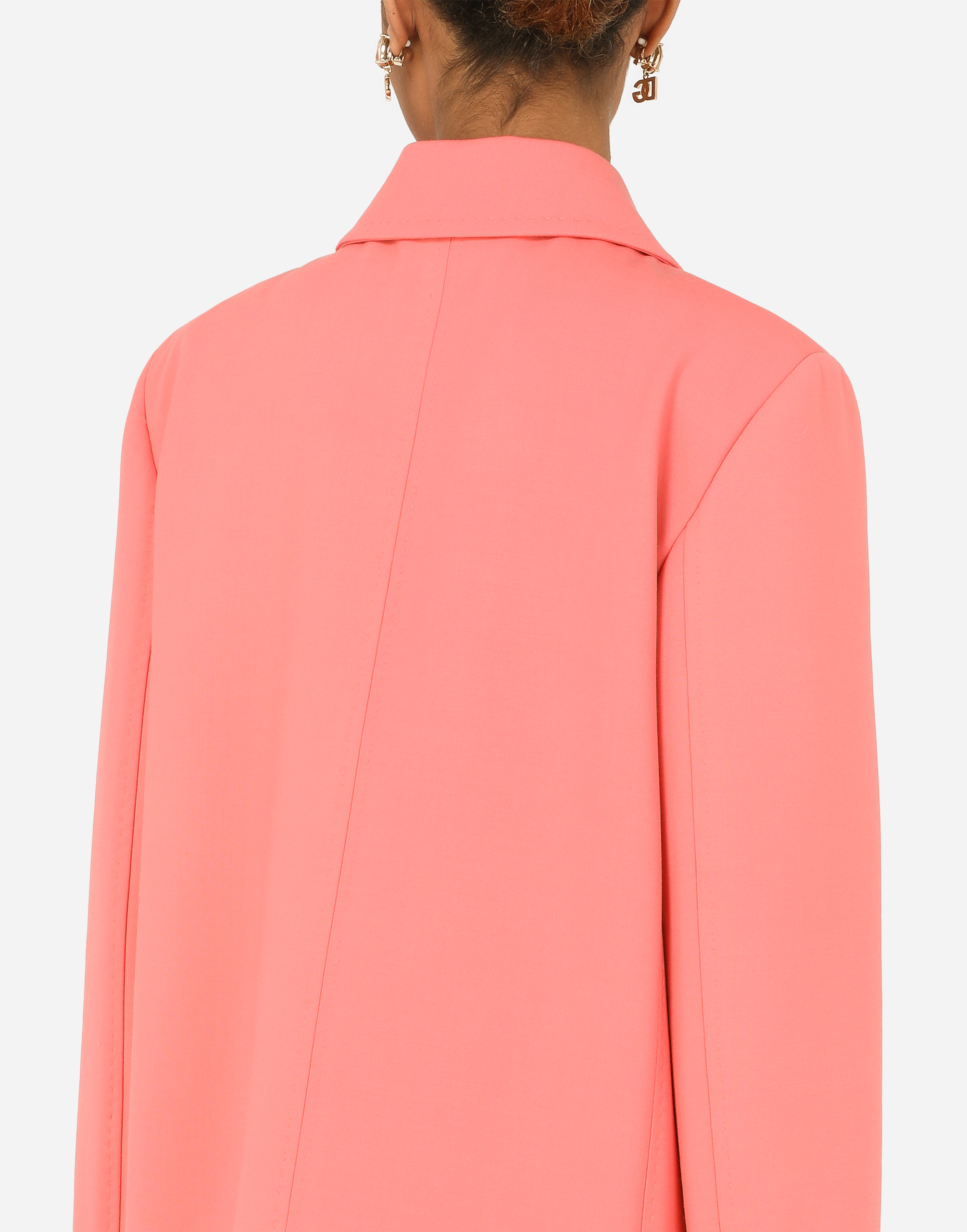 Short double wool coat in Pink for Women | Dolce&Gabbana®
