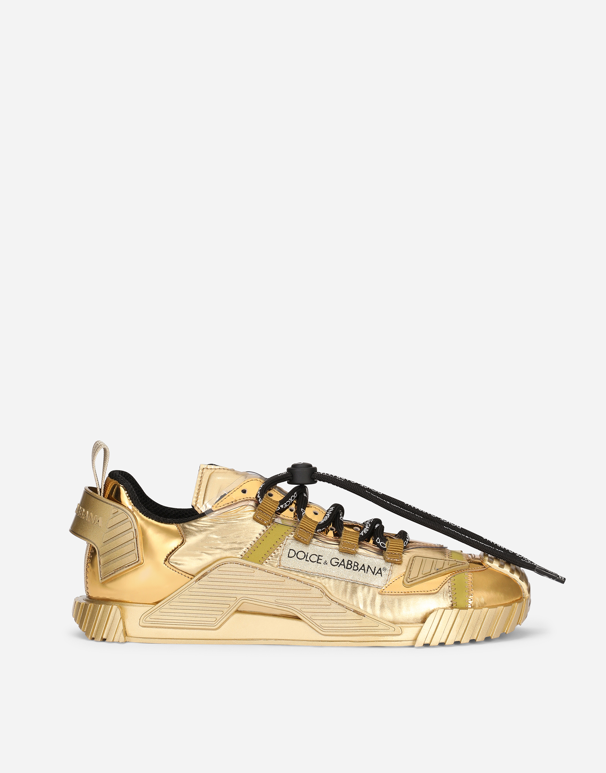 Foiled fabric NS1 sneakers in Gold