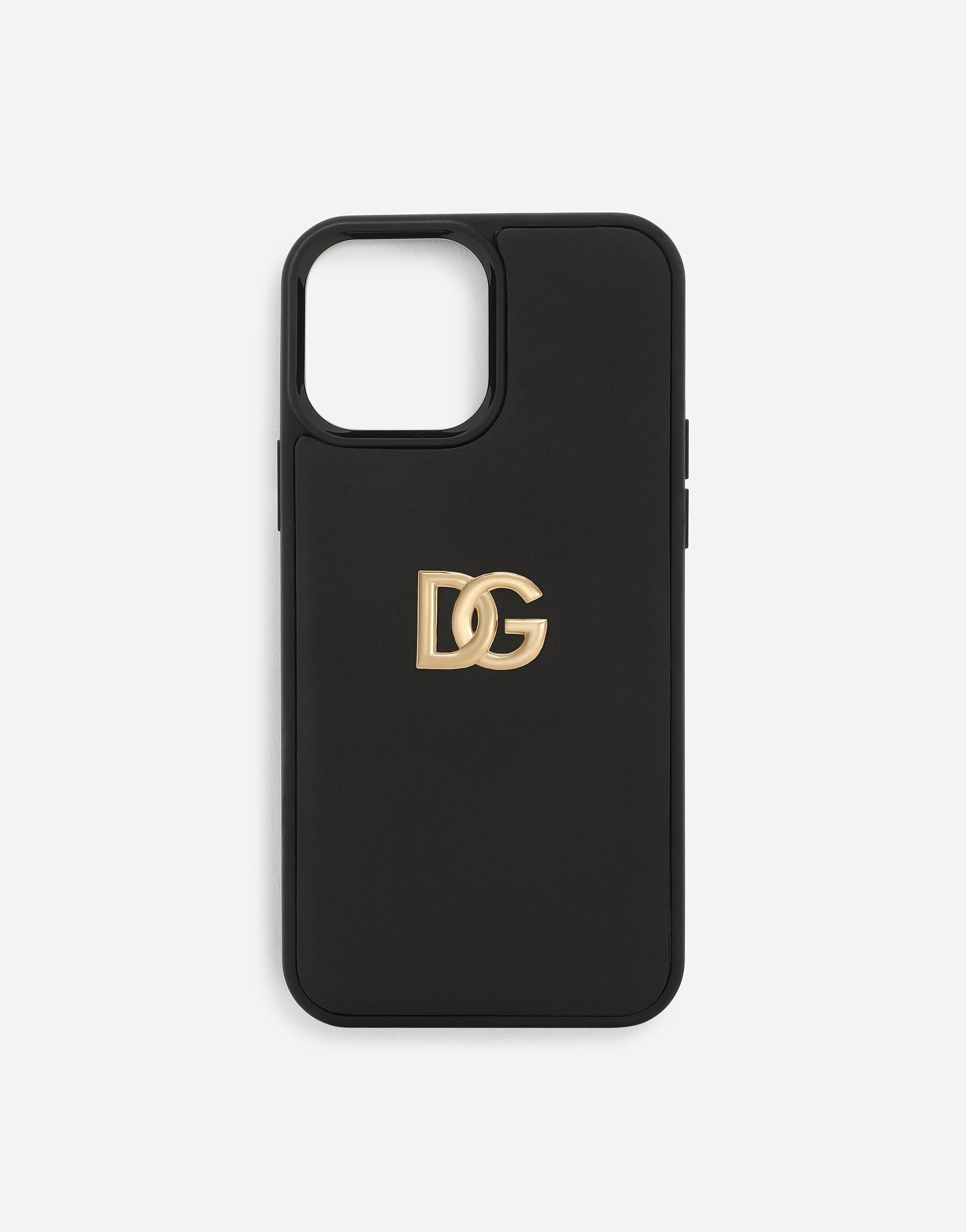 Calfskin iPhone 13 Pro Max cover with DG logo in Black