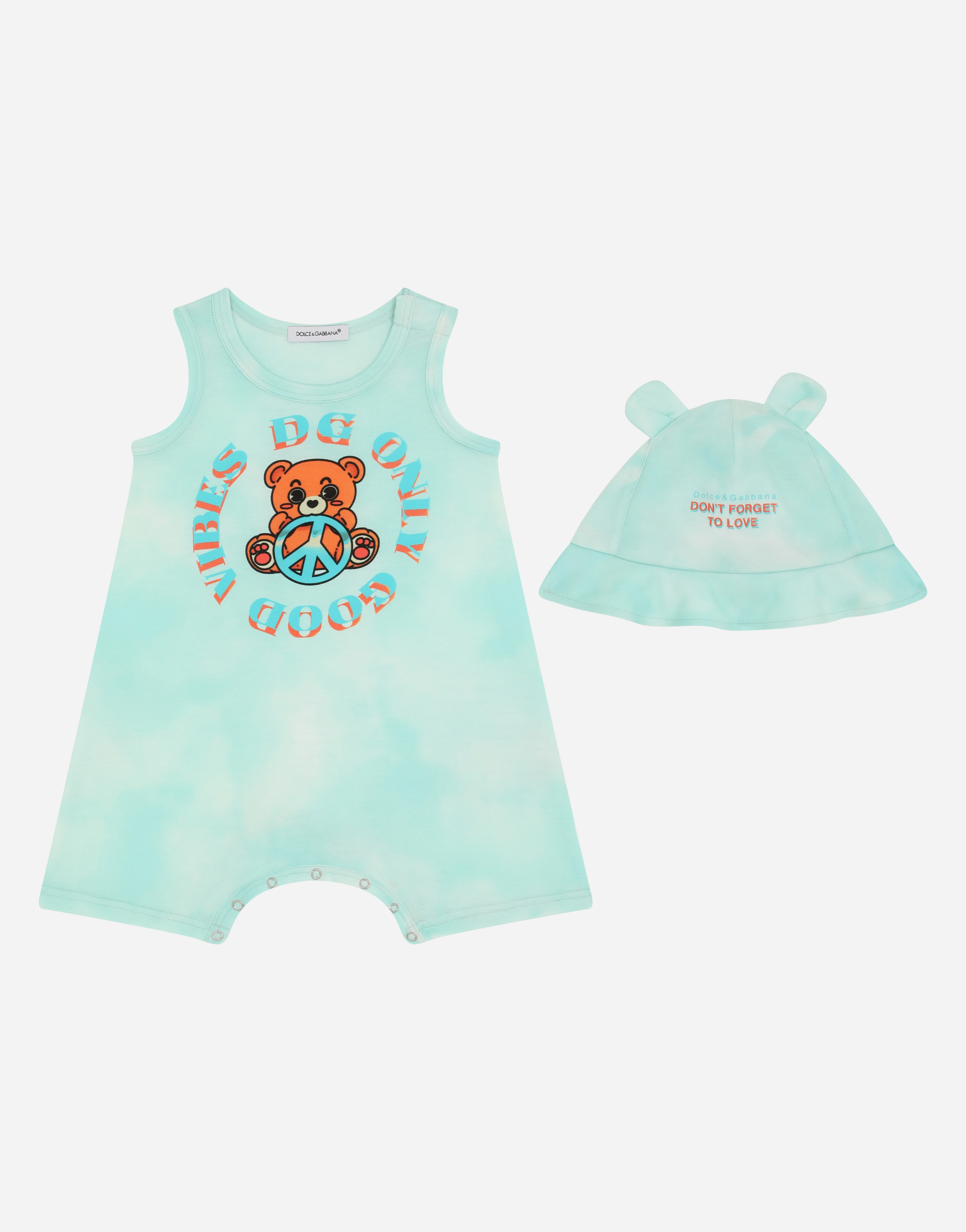 2-piece gift set with teddy-bear and cloud print in Multicolor