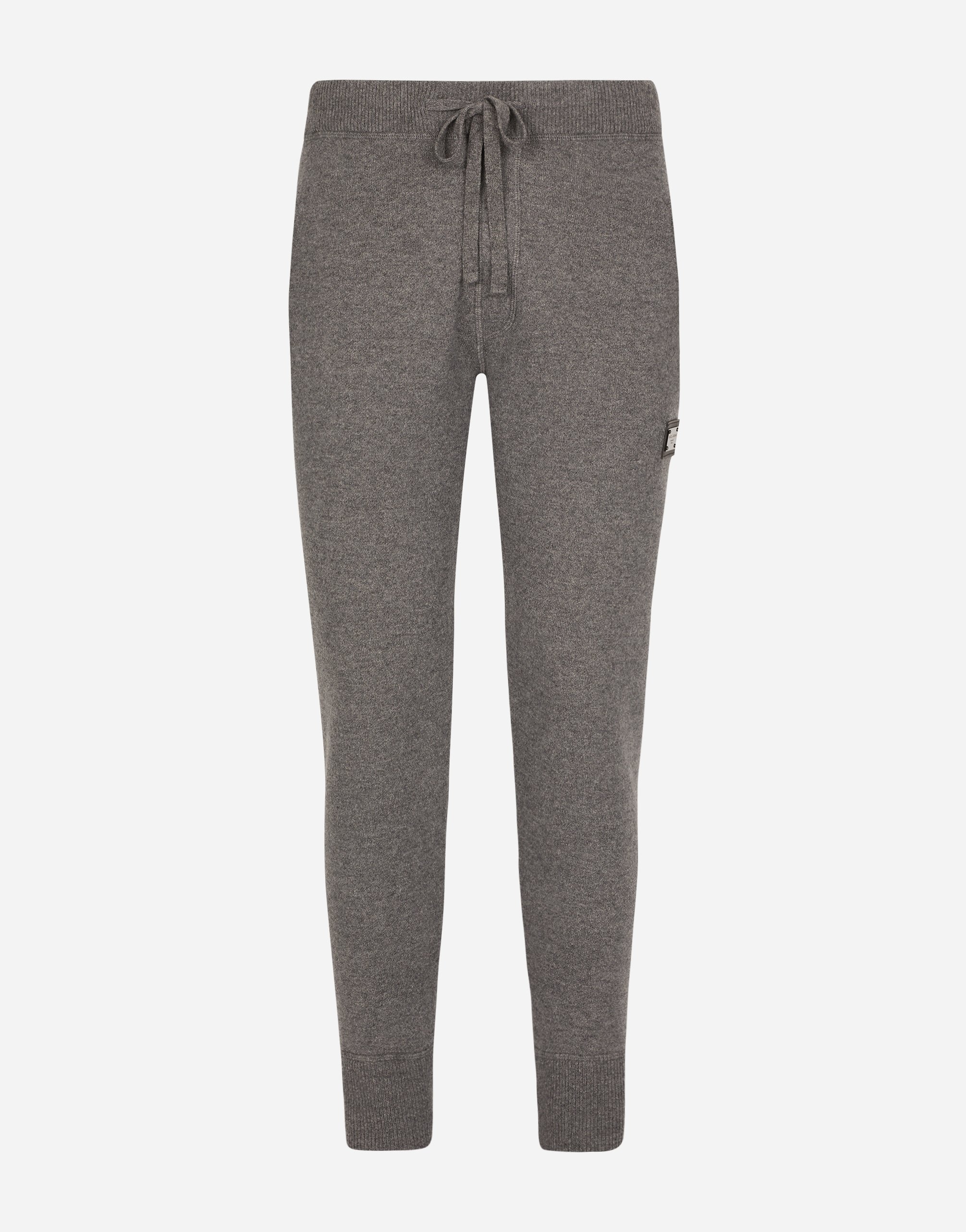 Wool and cashmere knit jogging pants in Blue | Dolce&Gabbana®