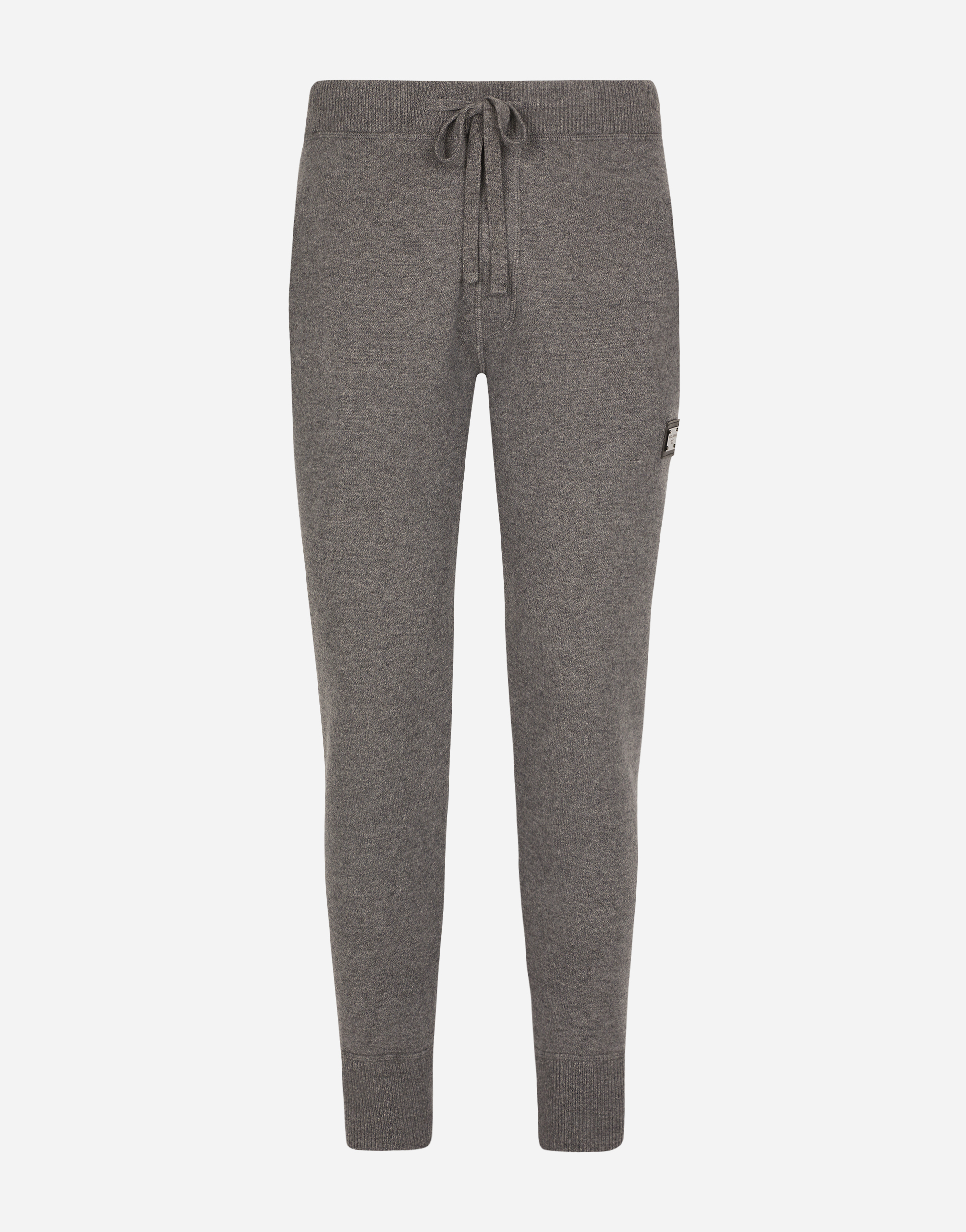 Wool and cashmere knit jogging pants in Grey