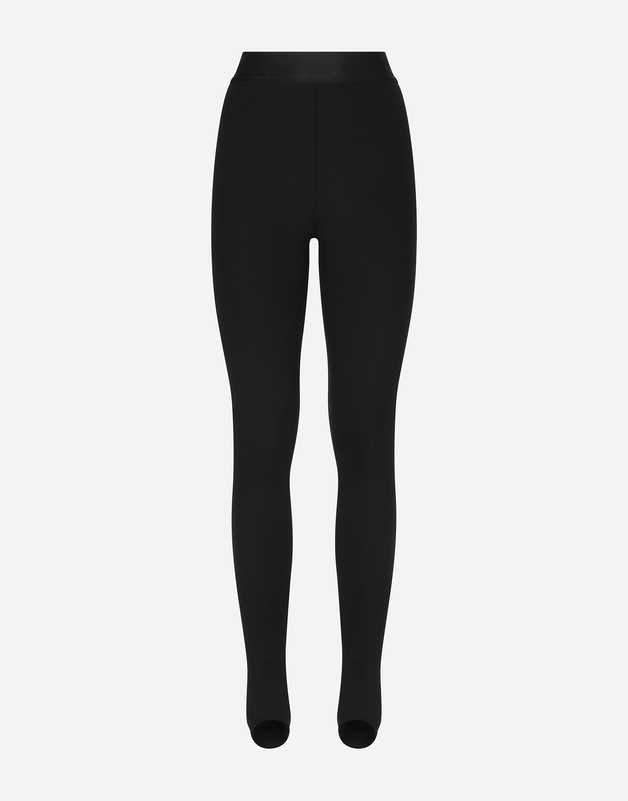 Technical jersey leggings with branded elastic in Black