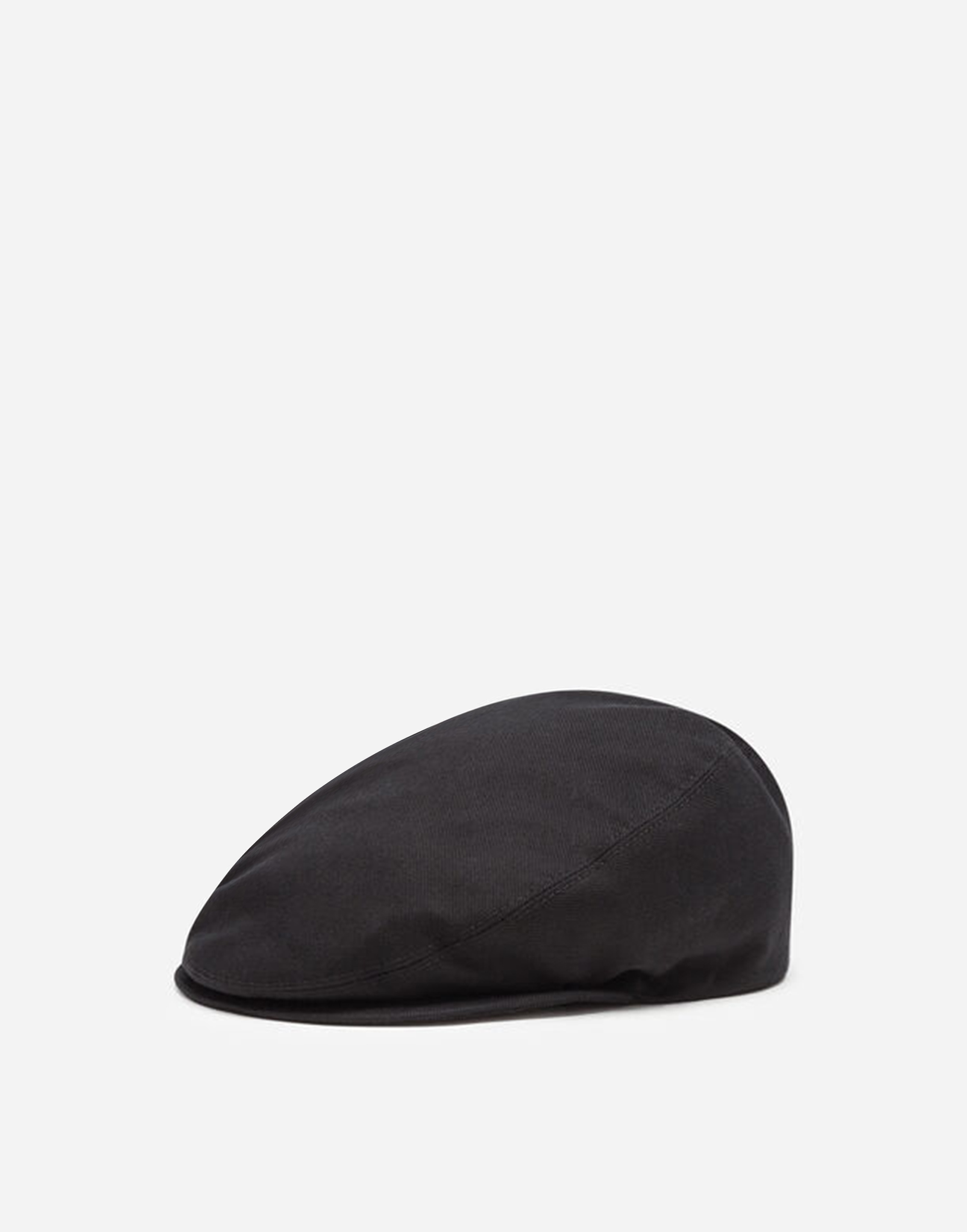 Stretch cotton flat cap in Black