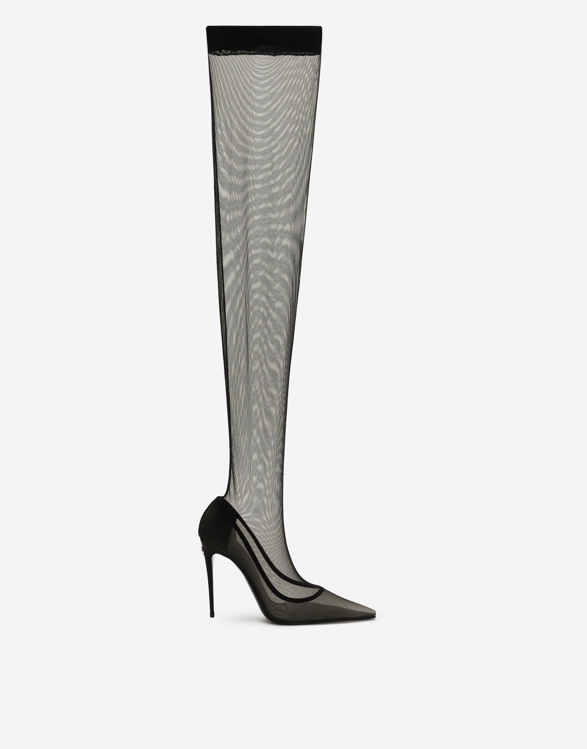 KIM DOLCE&GABBANA Stretch tulle thigh-high boots in Black