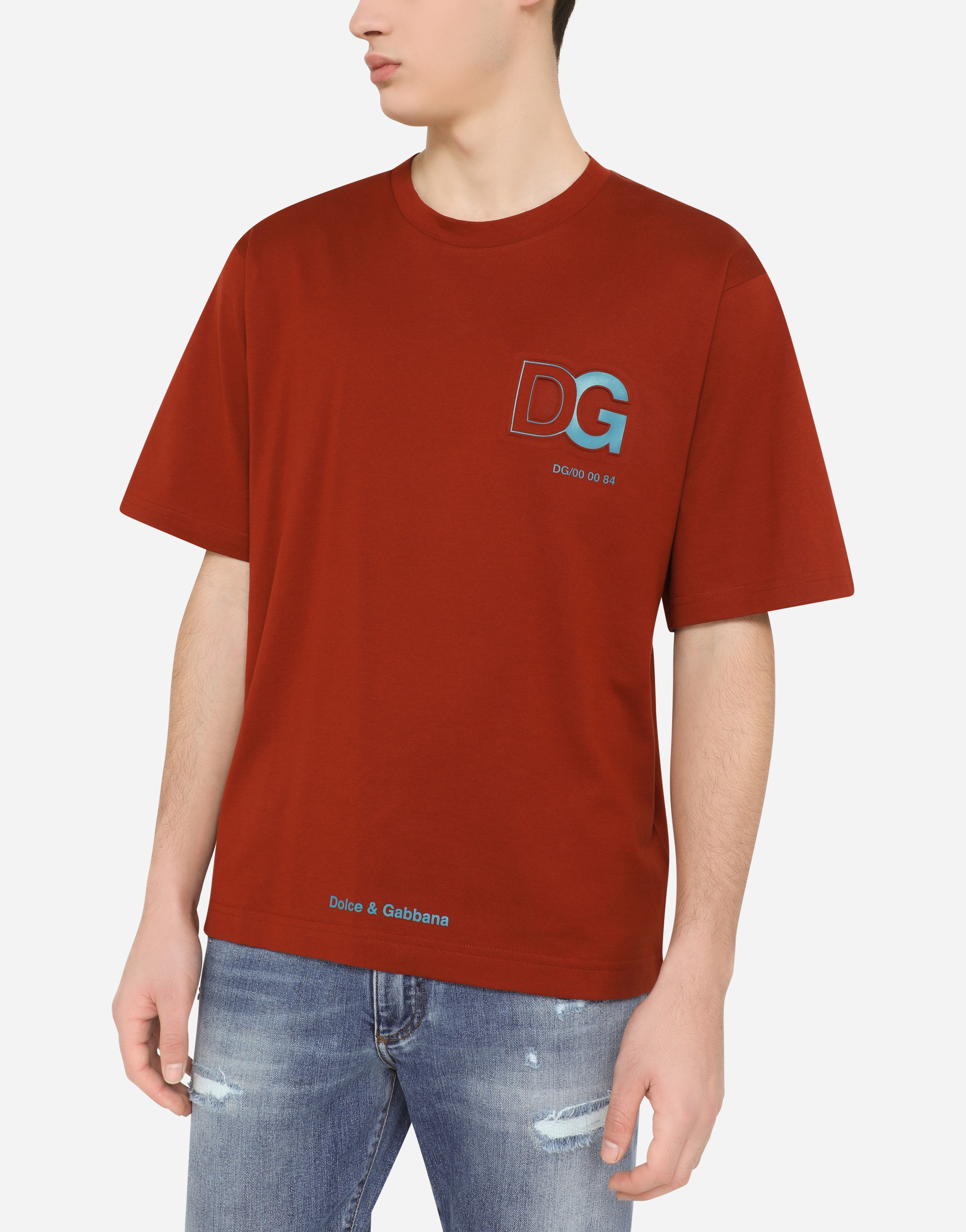 Dolce & Gabbana Baumwolle Baumwoll-T-Shirt mit dreidimensionalem DG-Logo für Herren Herren Bekleidung T-Shirts Kurzarm T-Shirts 