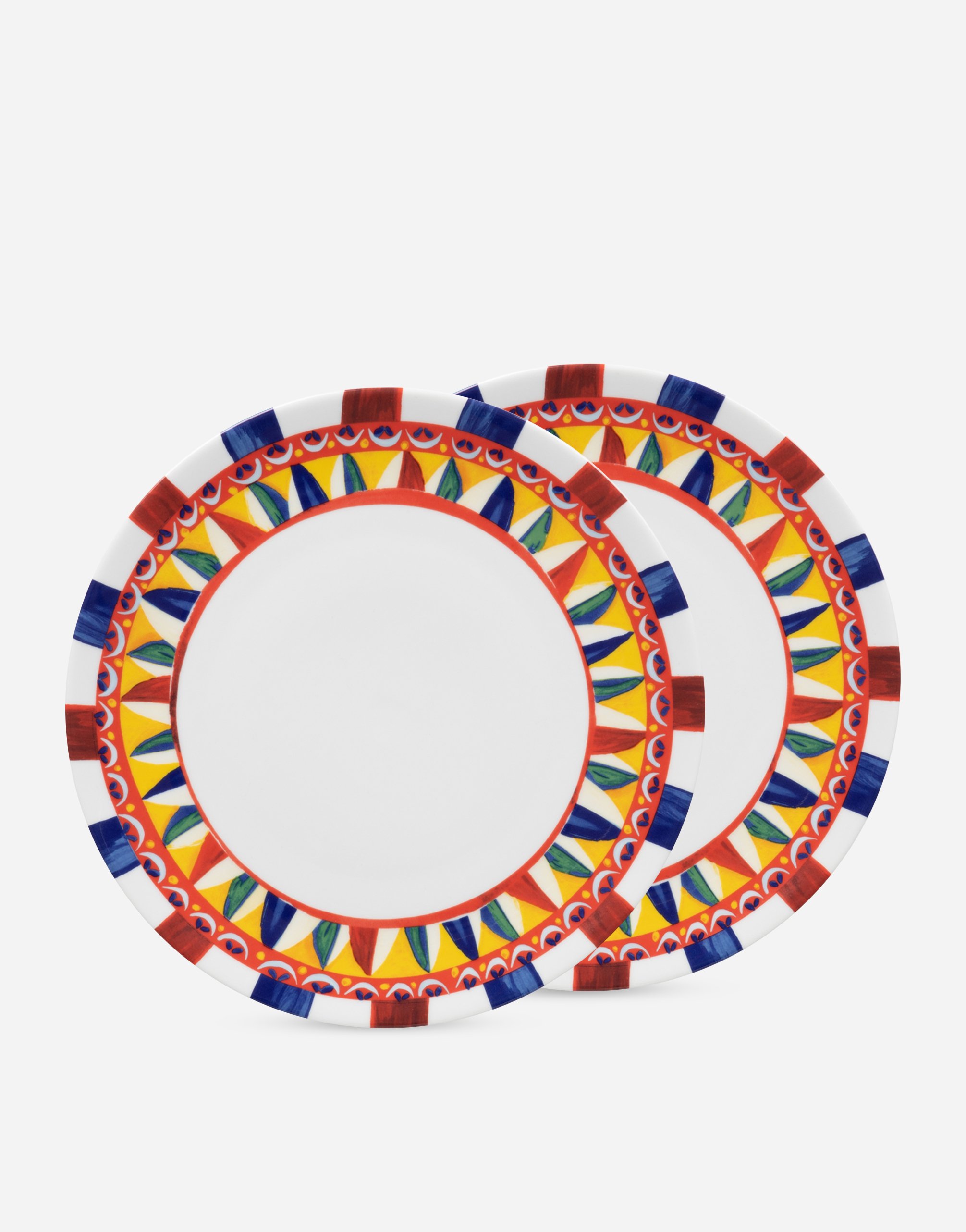 Set 2 Porcelain Dinner Plates in Multicolor