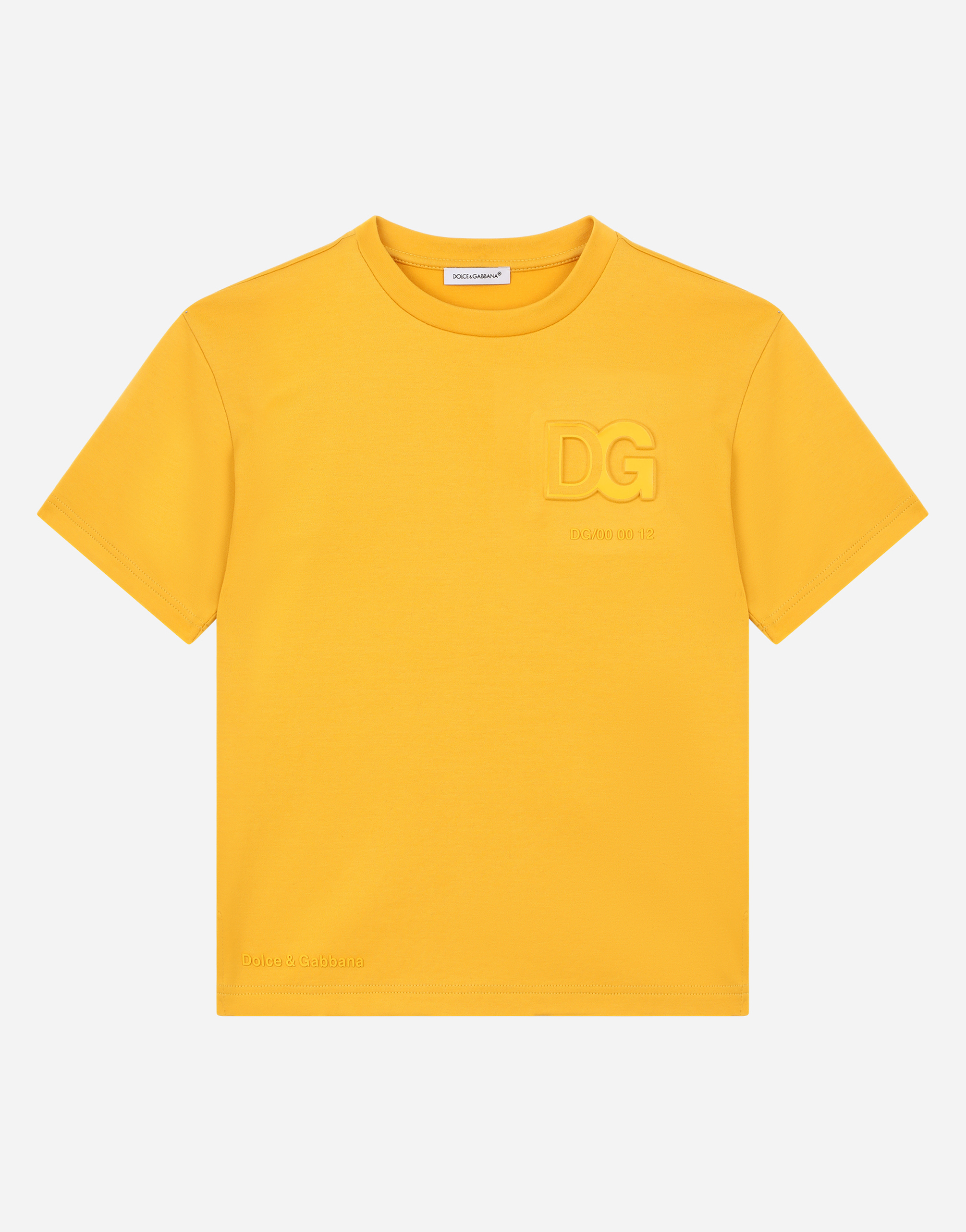 Jersey T-shirt with embossed DG logo in Yellow