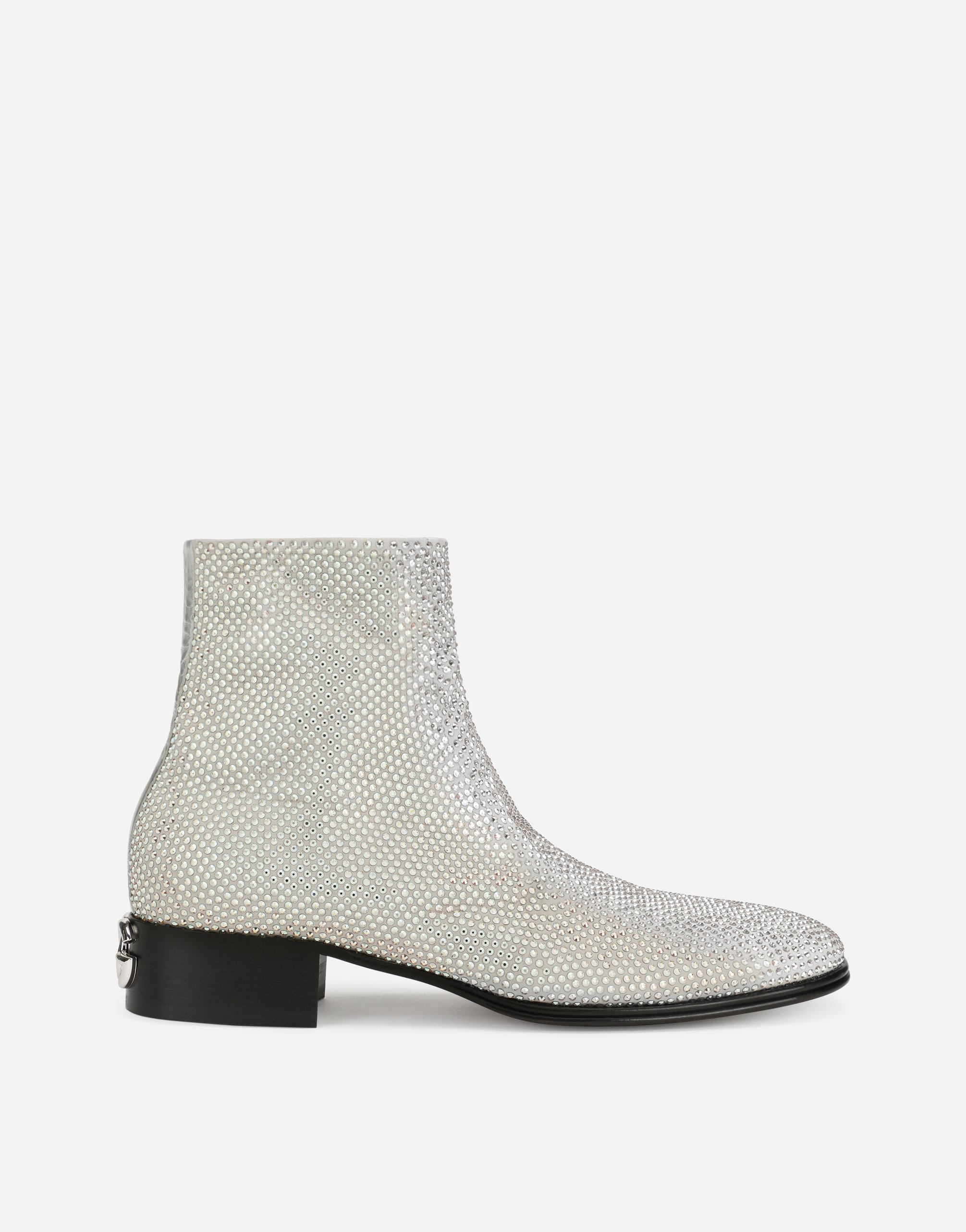 Ankle boots with fusible rhinestones in Silver