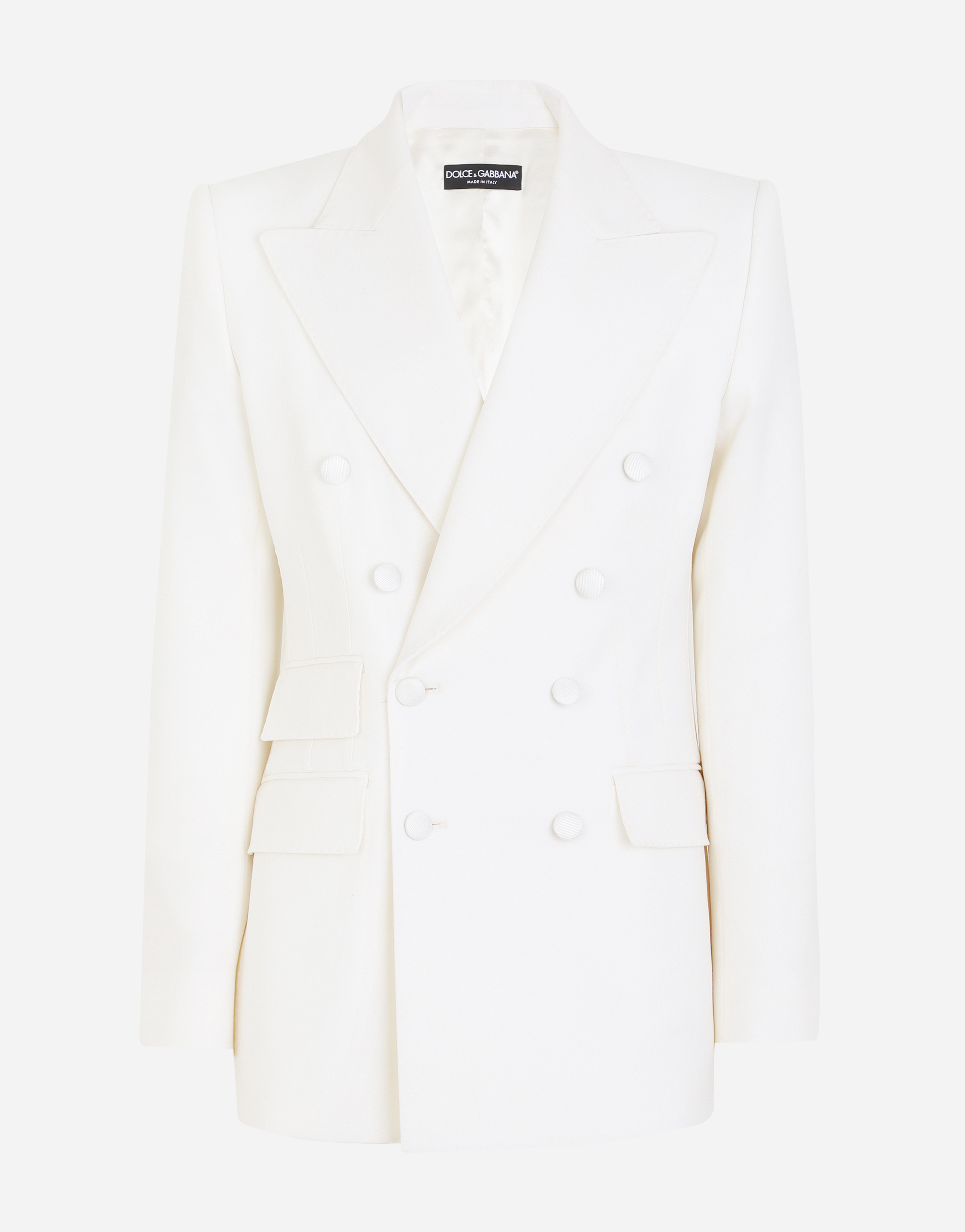 Double-breasted virgin wool jacket in White