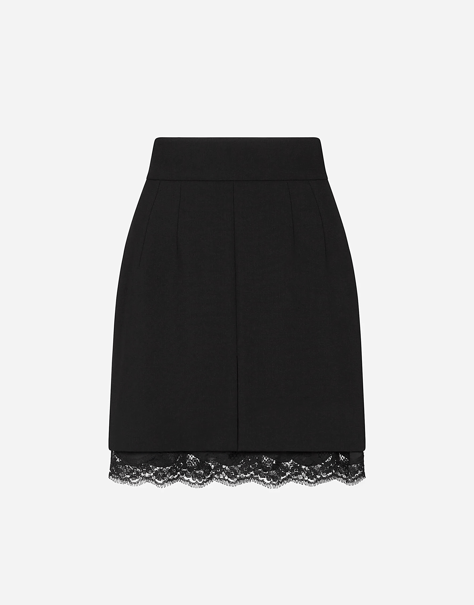 Short double woolen cloth skirt in Black