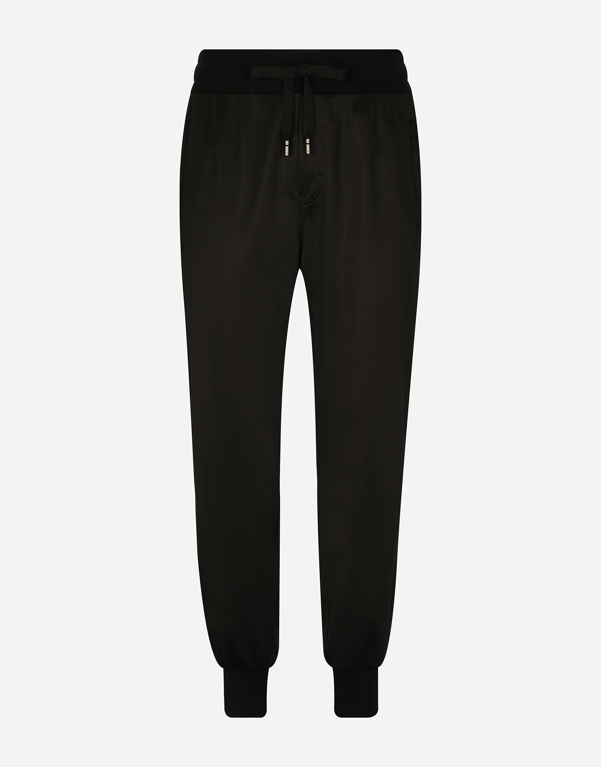 Technical jersey jogging pants with tag in Black