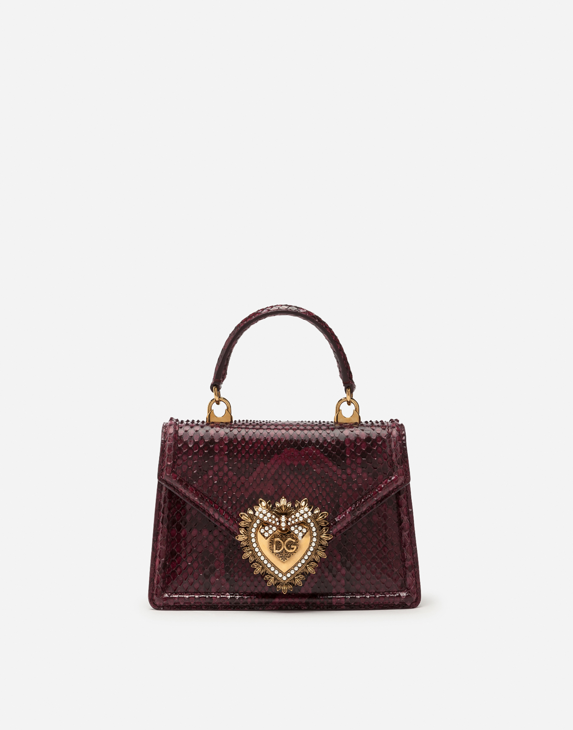 Small Devotion bag in python in Bordeaux