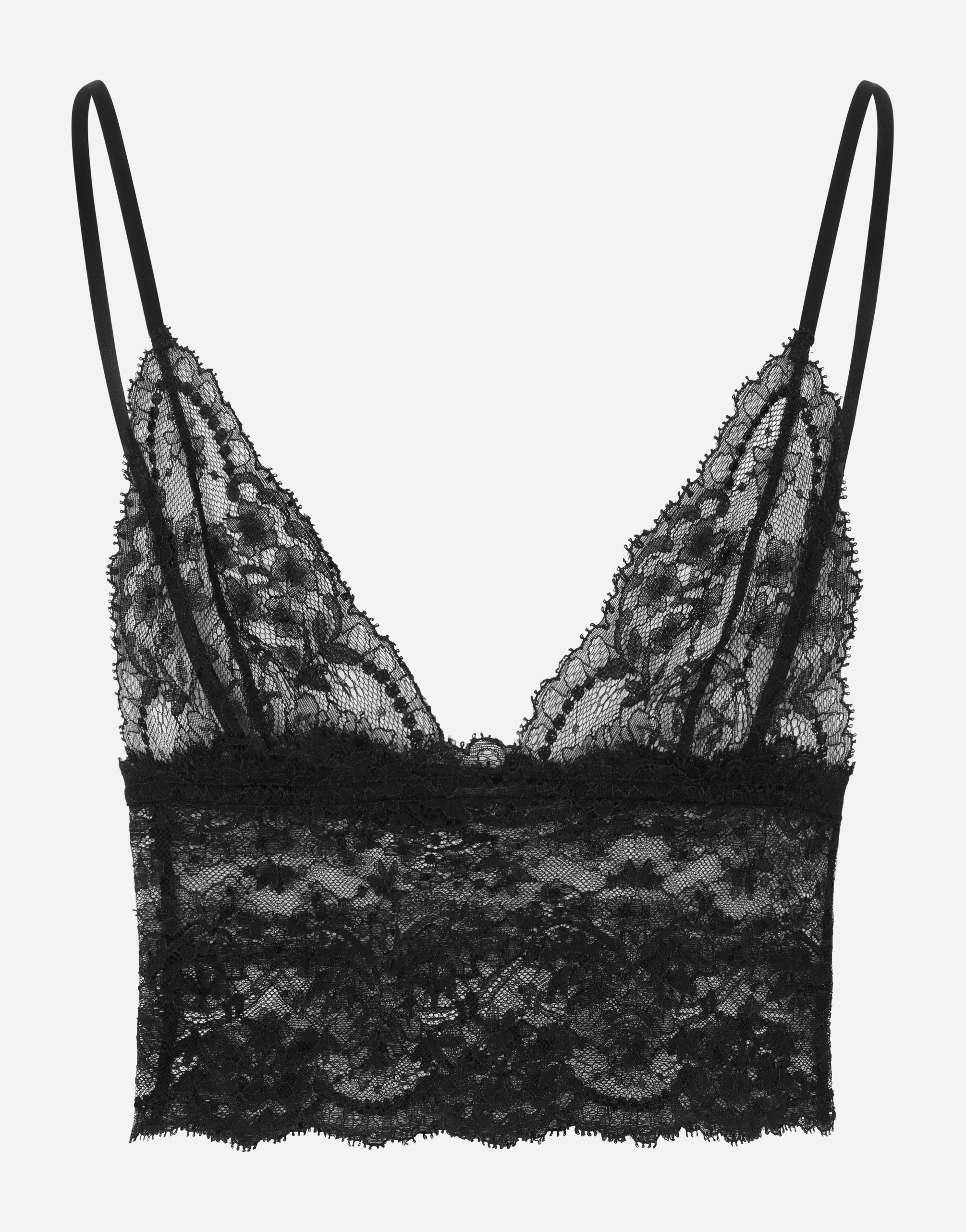 Lace top with spaghetti straps in Black