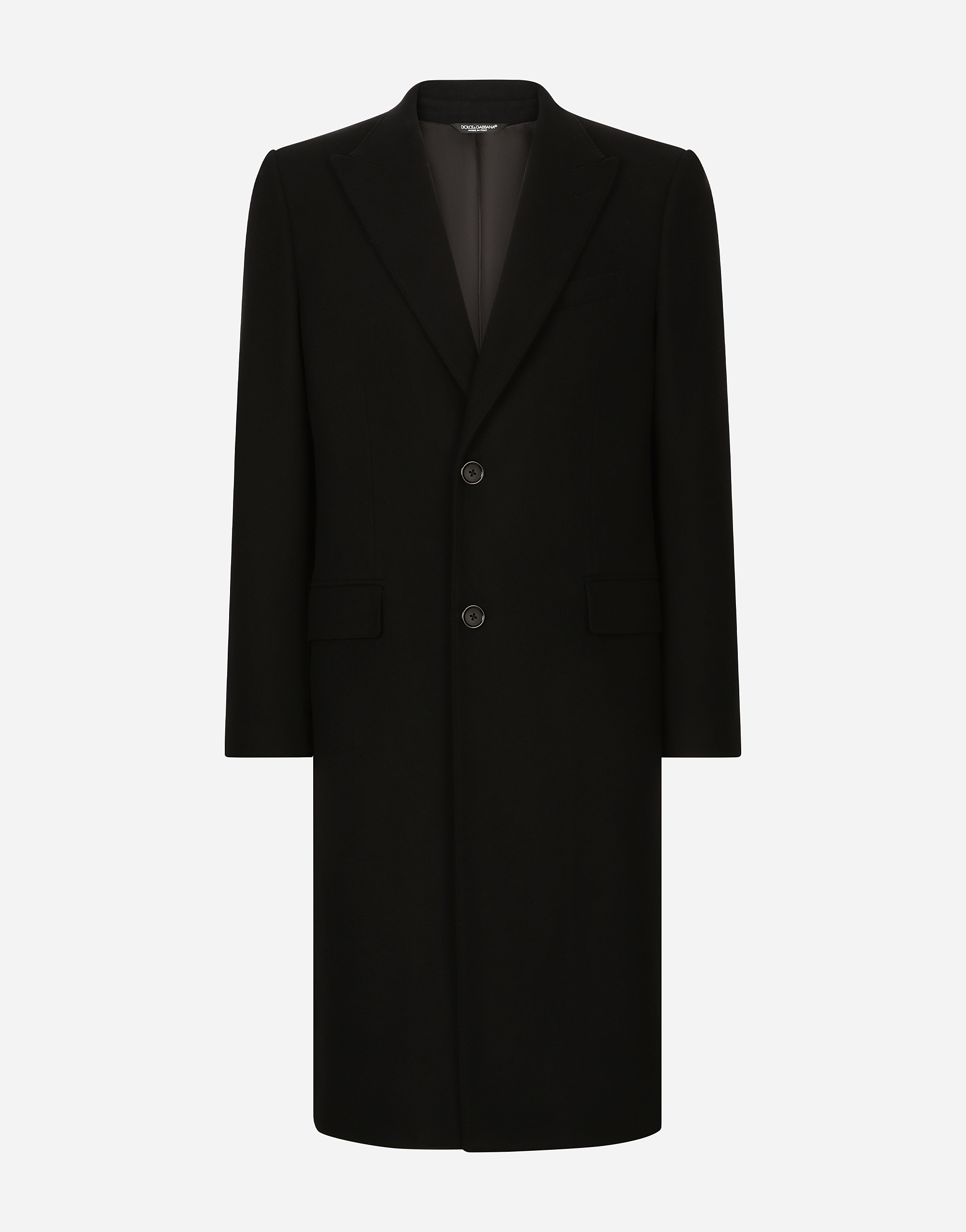 Single-breasted wool coat in Black