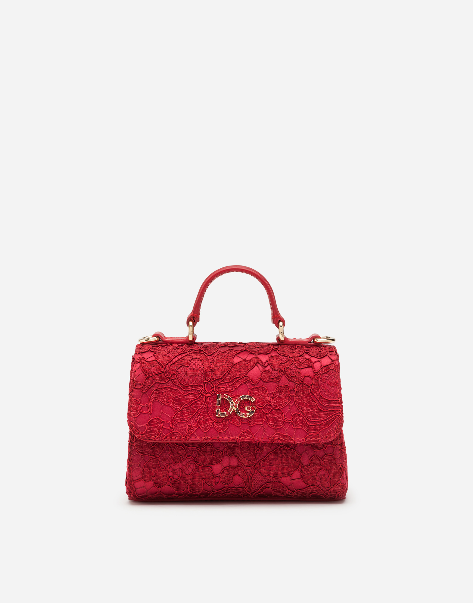 Handbag with lace DG logo in Red