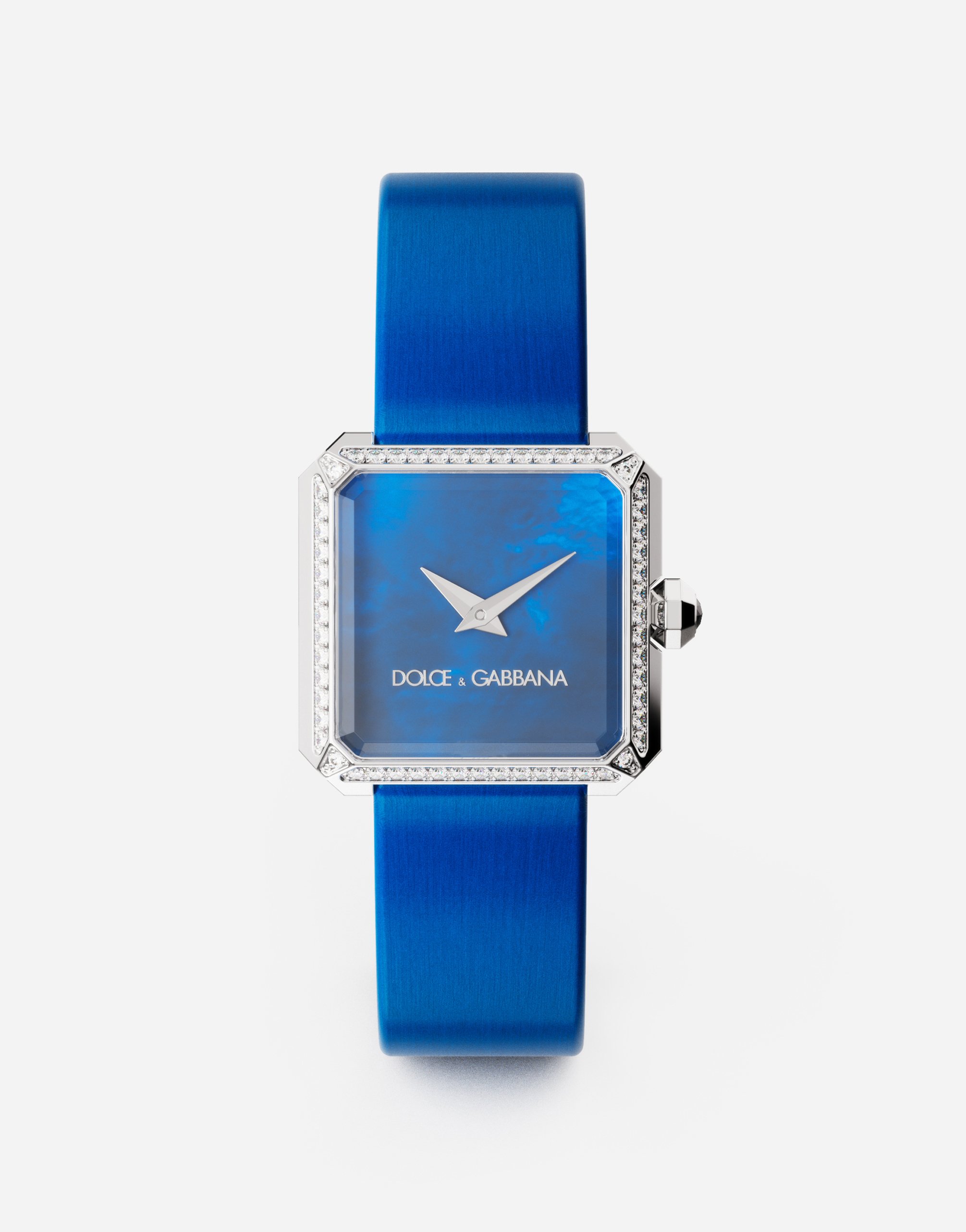 Steel watch with diamonds in Blue