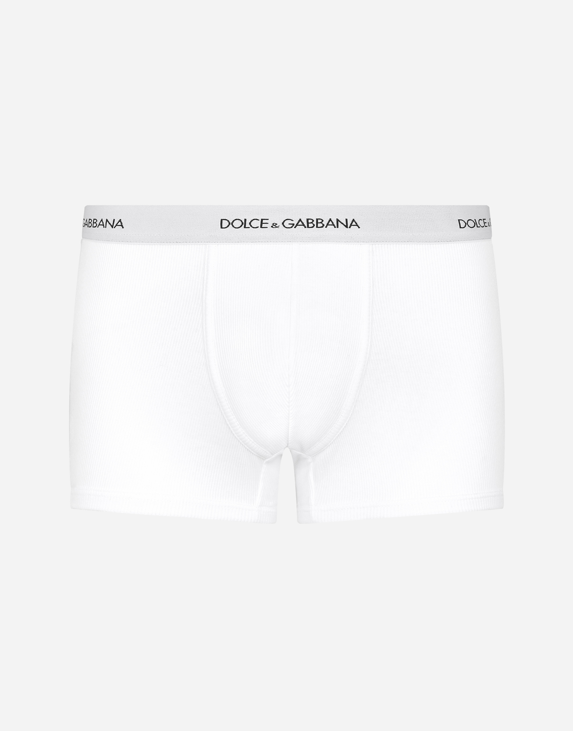Ribbed cotton boxers in White