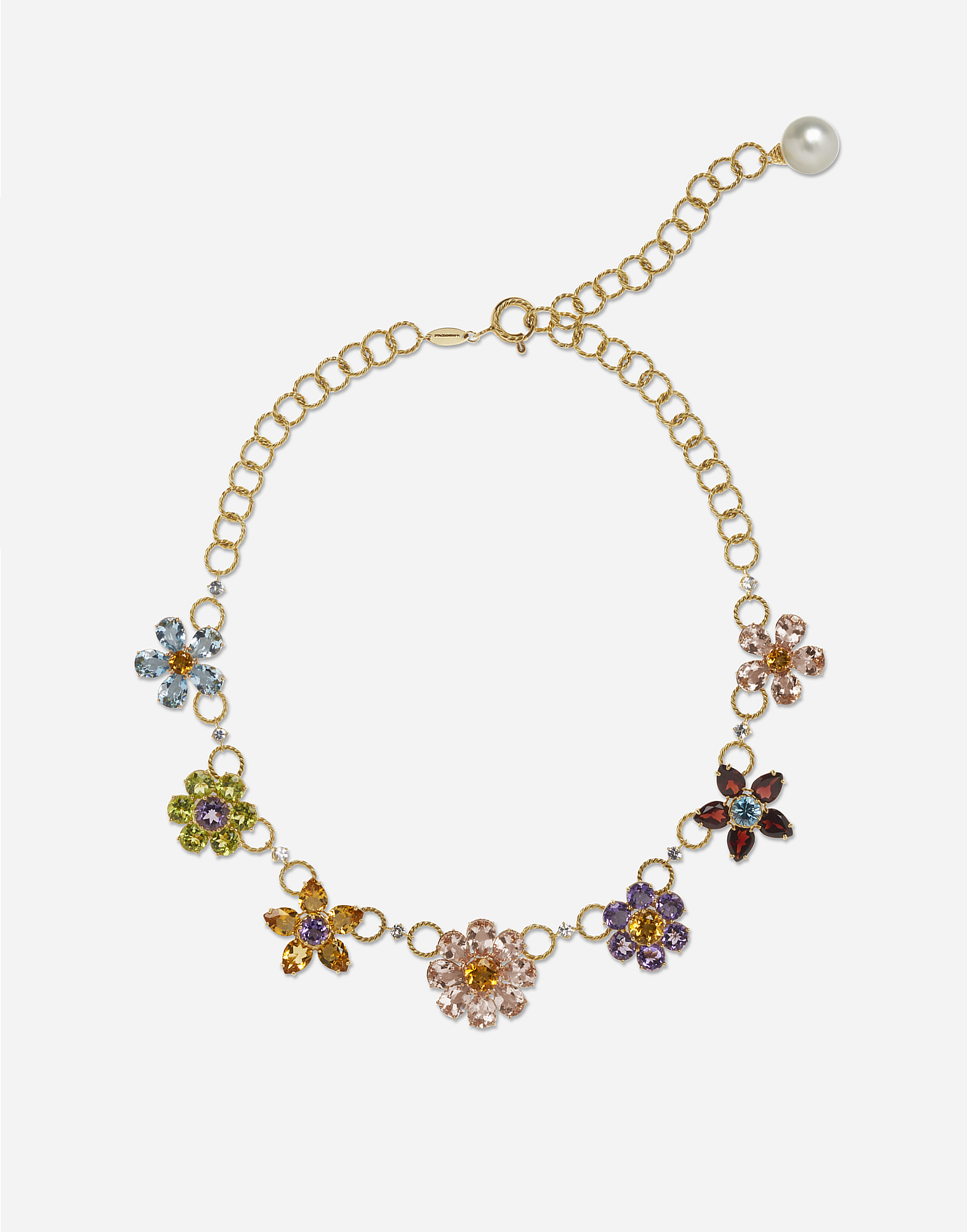 Necklace with floral decorative elements in Gold