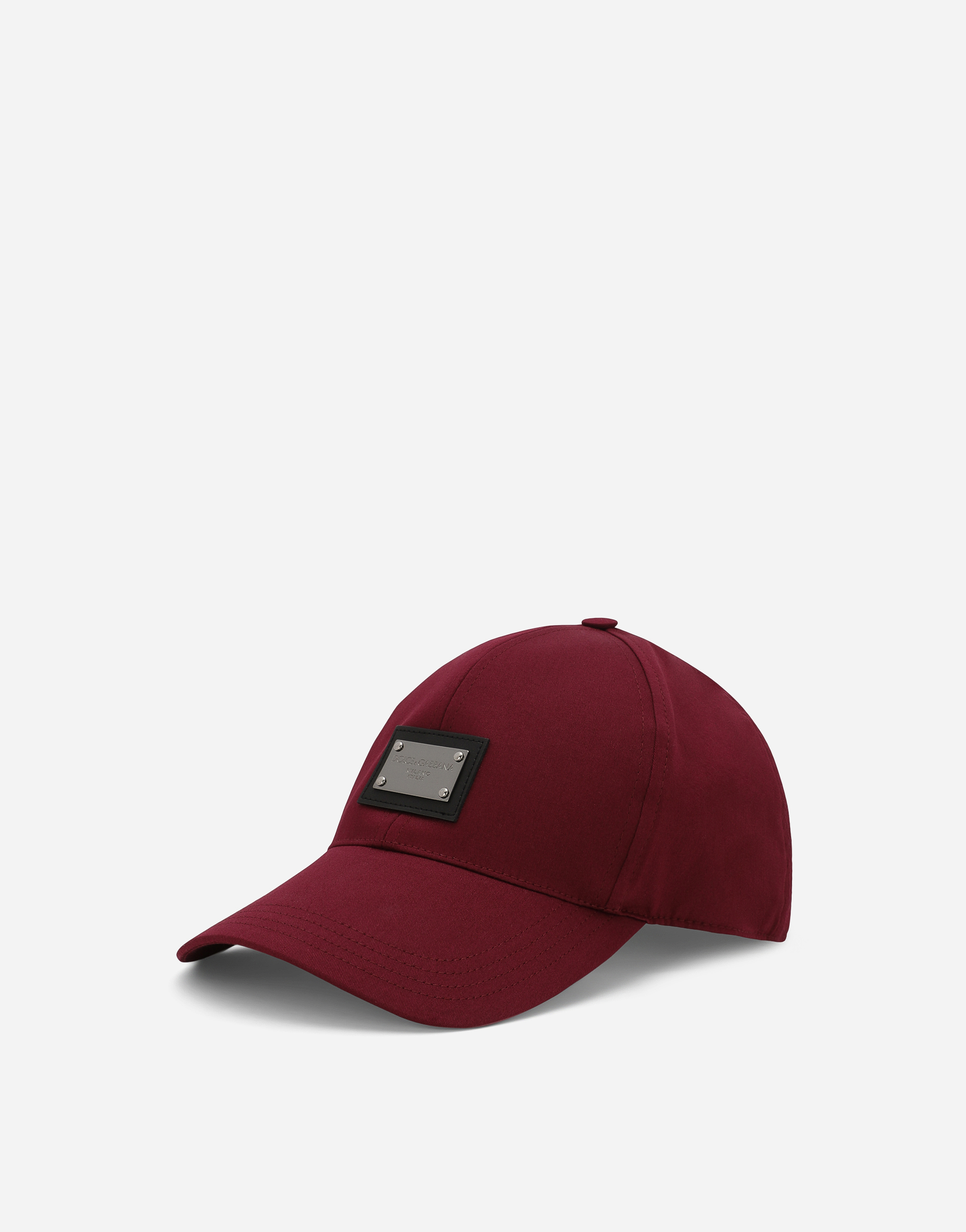 Cotton baseball cap with logo tag in Bordeaux