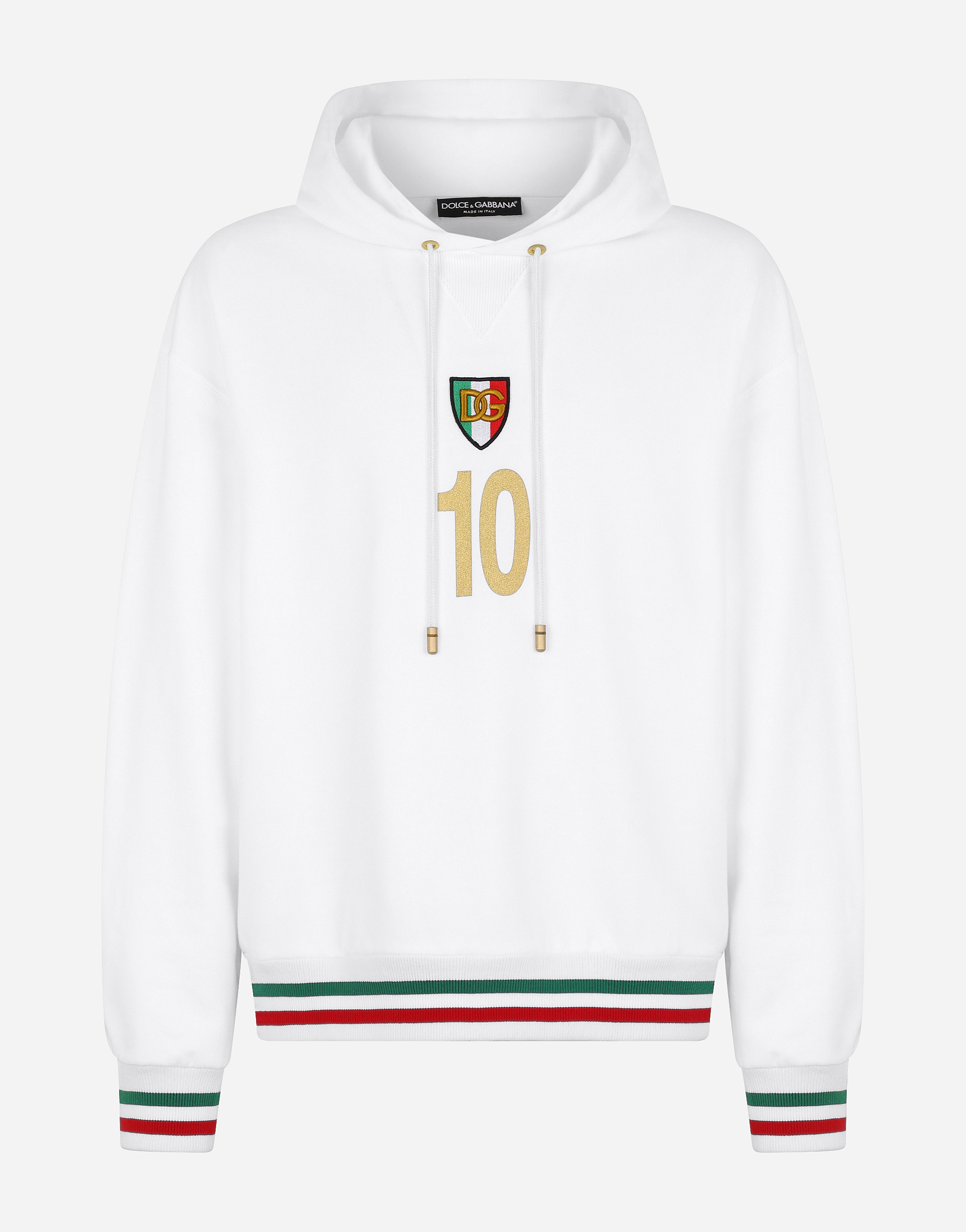 Jersey hoodie with patch in White