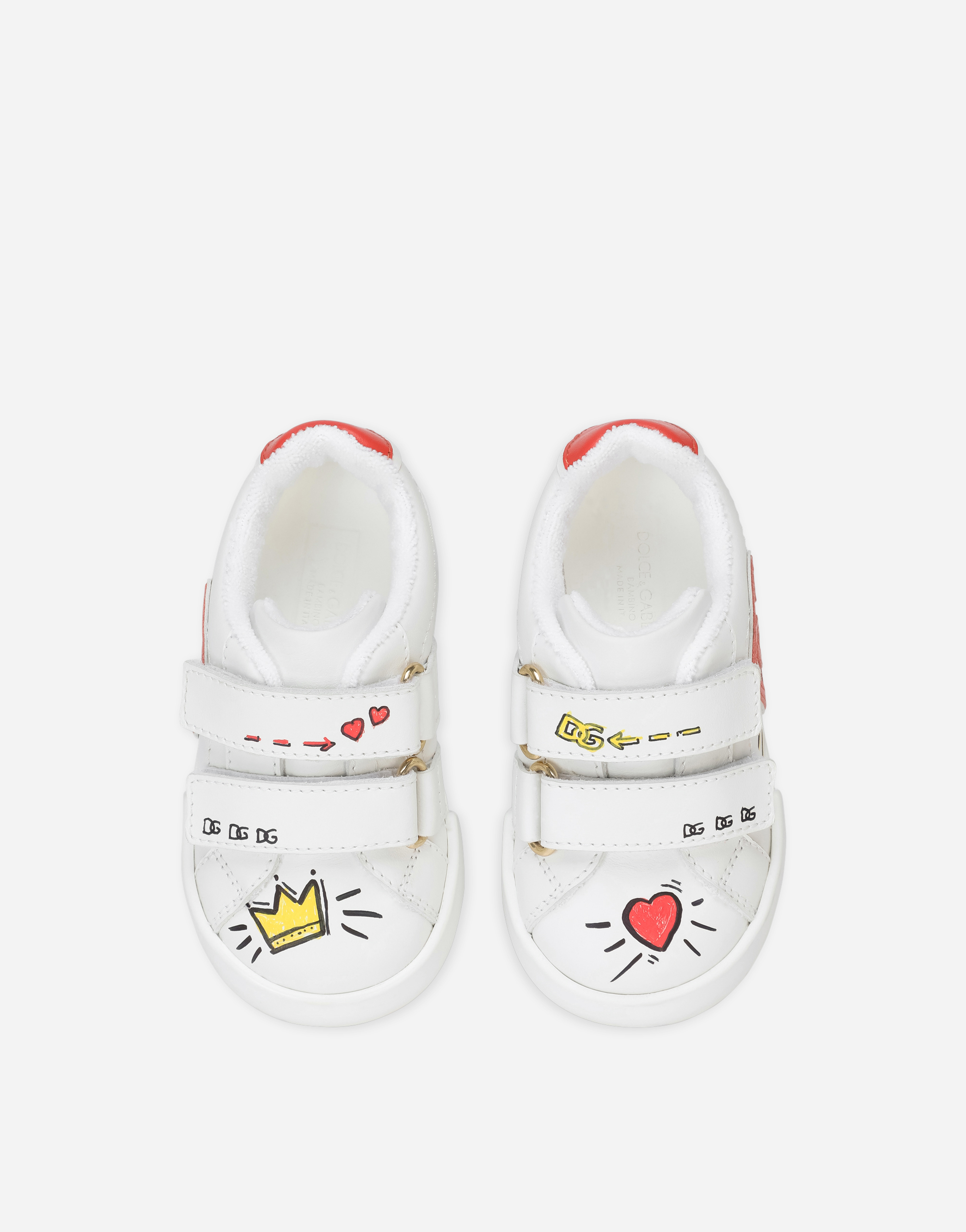 Shop Dolce & Gabbana First Steps Portofino Light Sneakers With Dg Logo In Multicolor