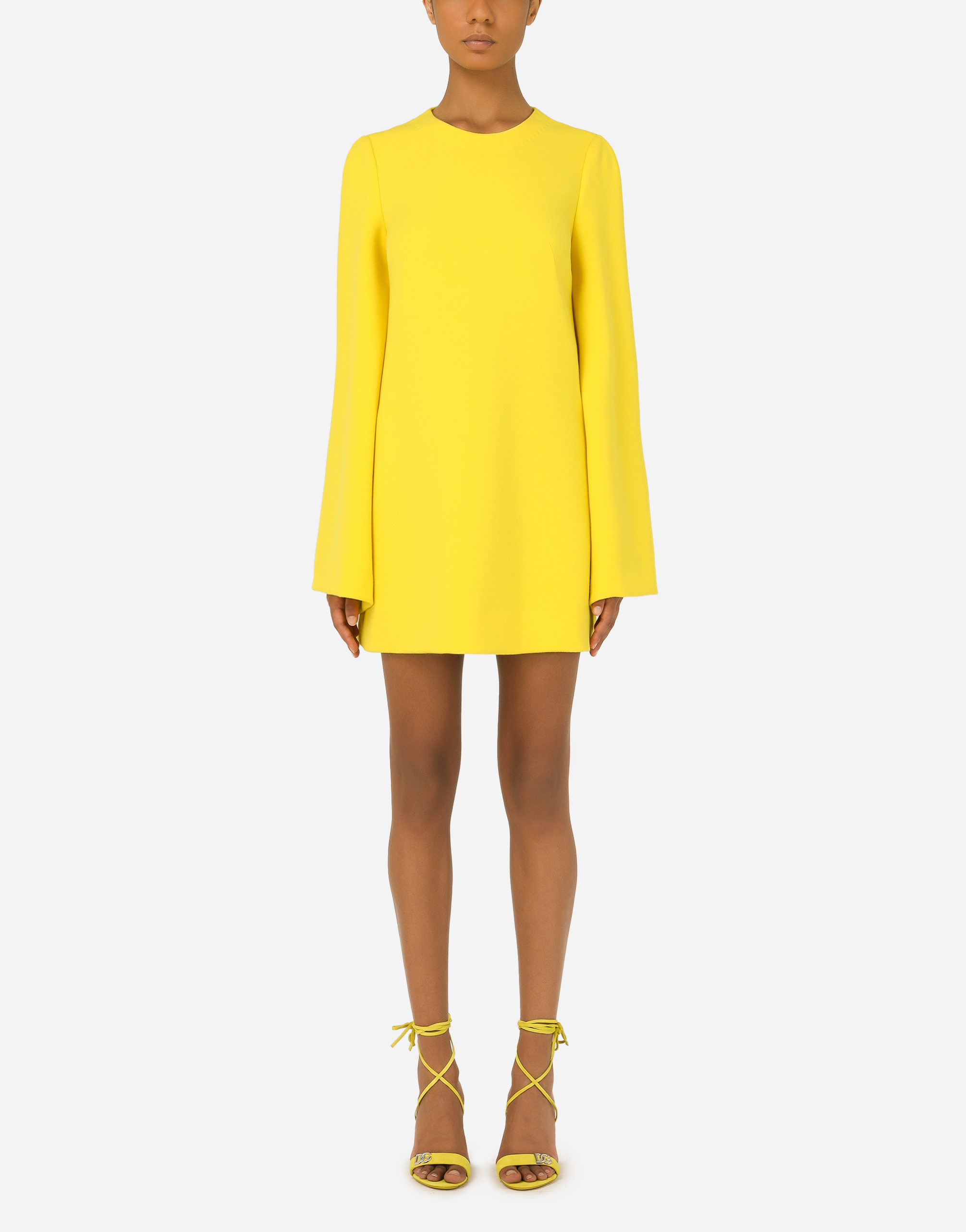 Short long-sleeved sable dress in Yellow