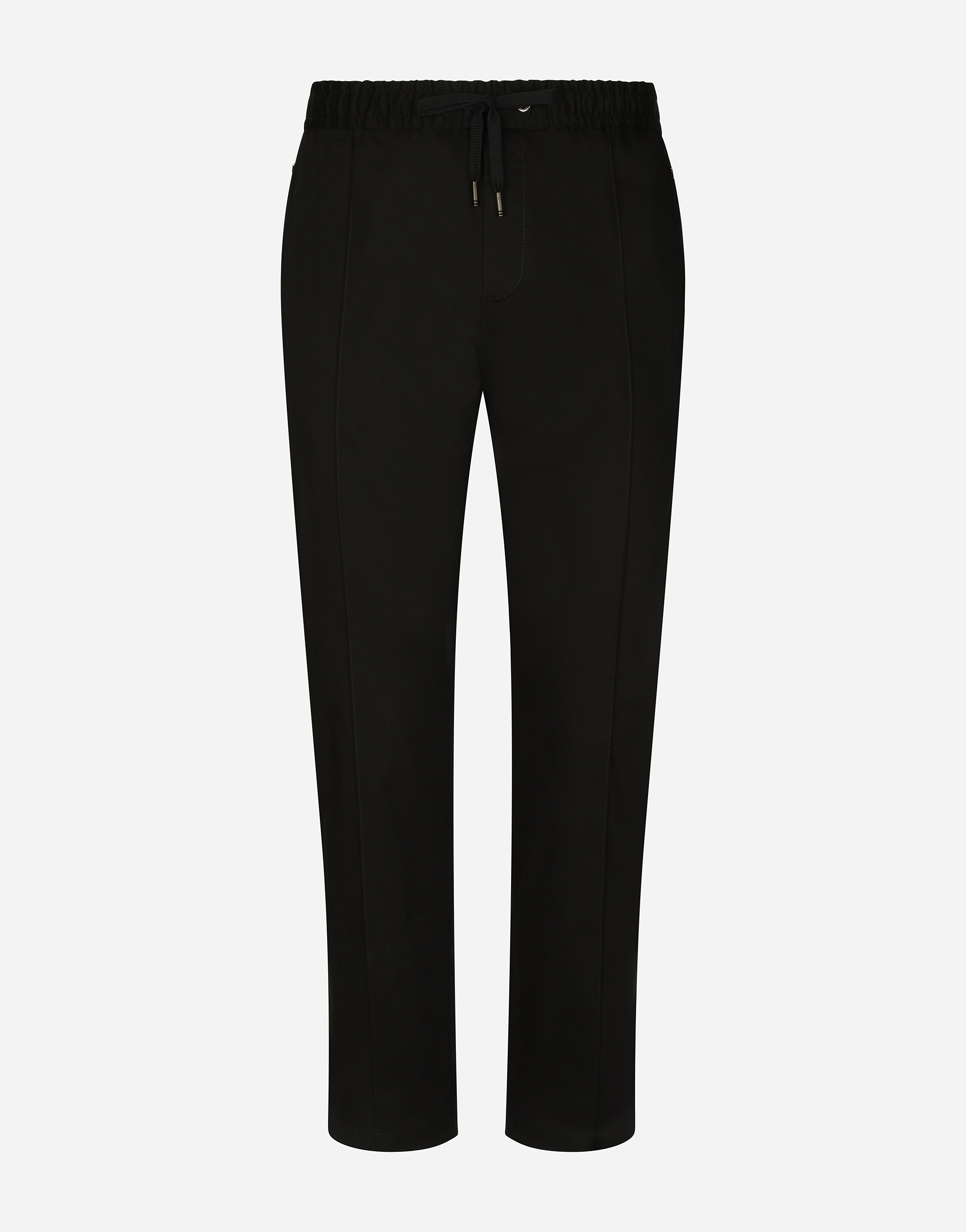 Stretch cotton jogging pants with plate in Black