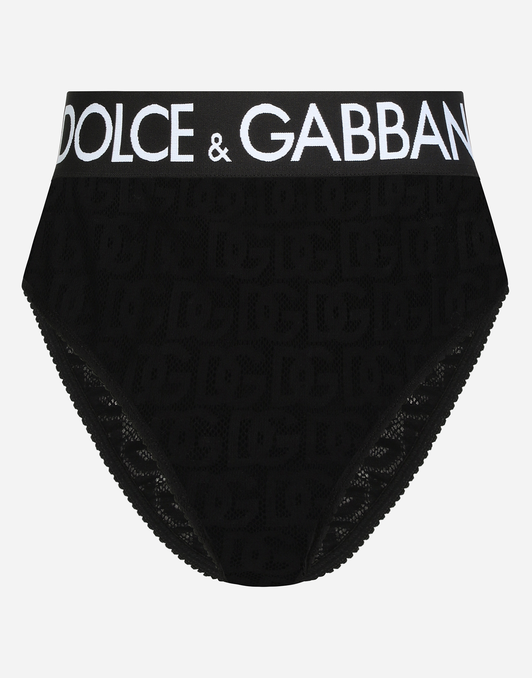 Dolce & Gabbana High-waisted tulle jacquard briefs with DG logo