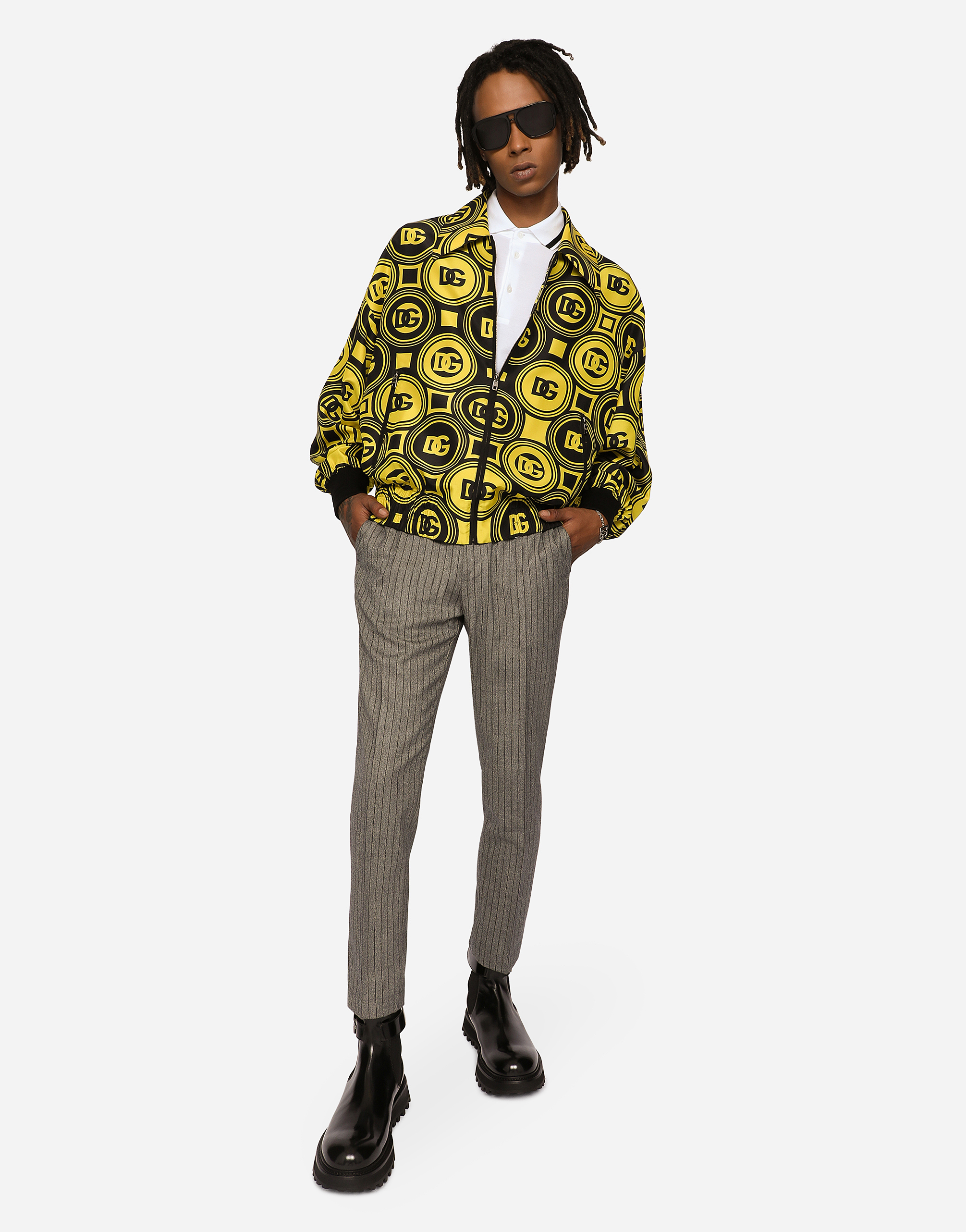 Silk jacket with all-over DG print in Multicolor