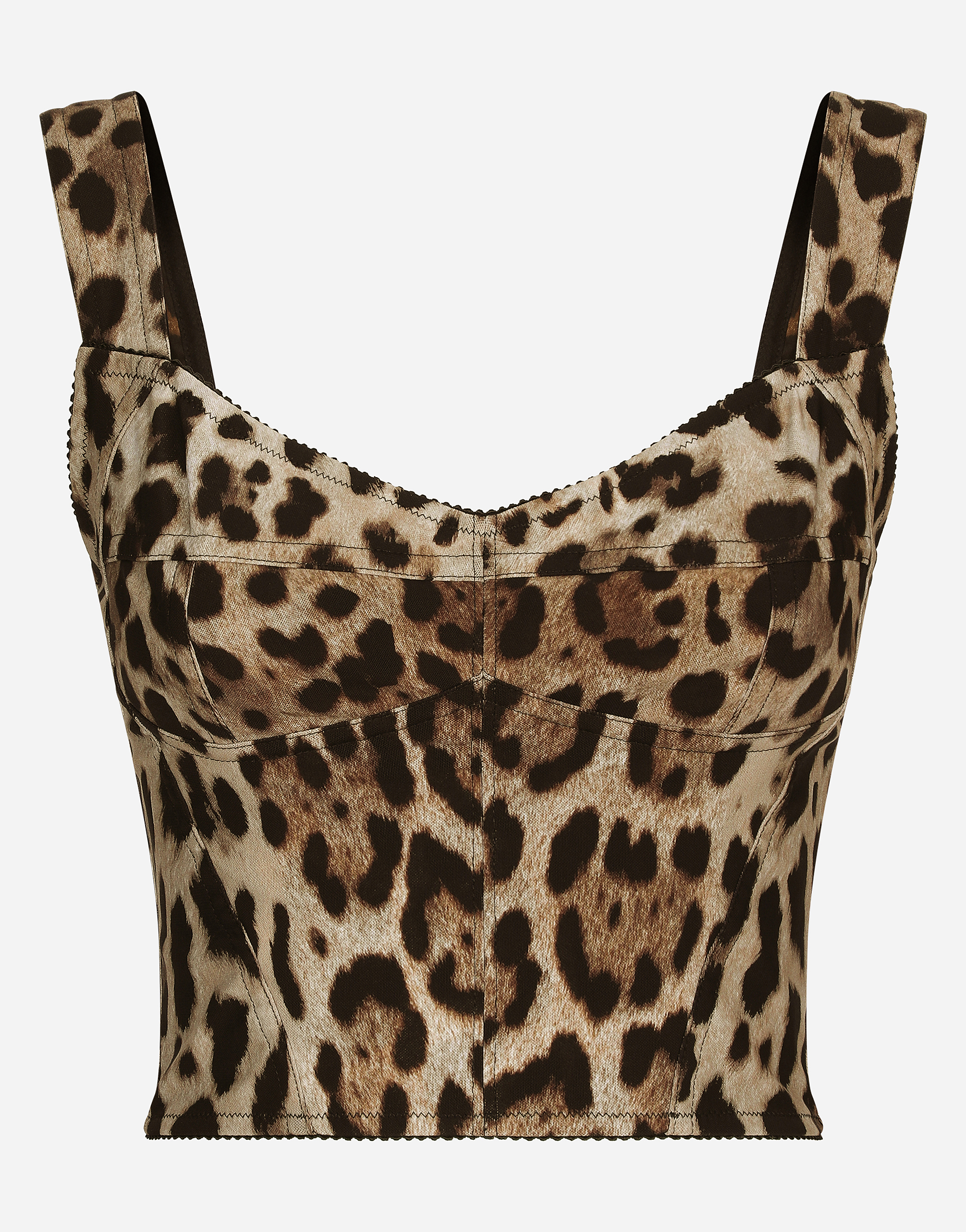 KIM DOLCE&GABBANA Leopard-print marquisette corset in Animal Print