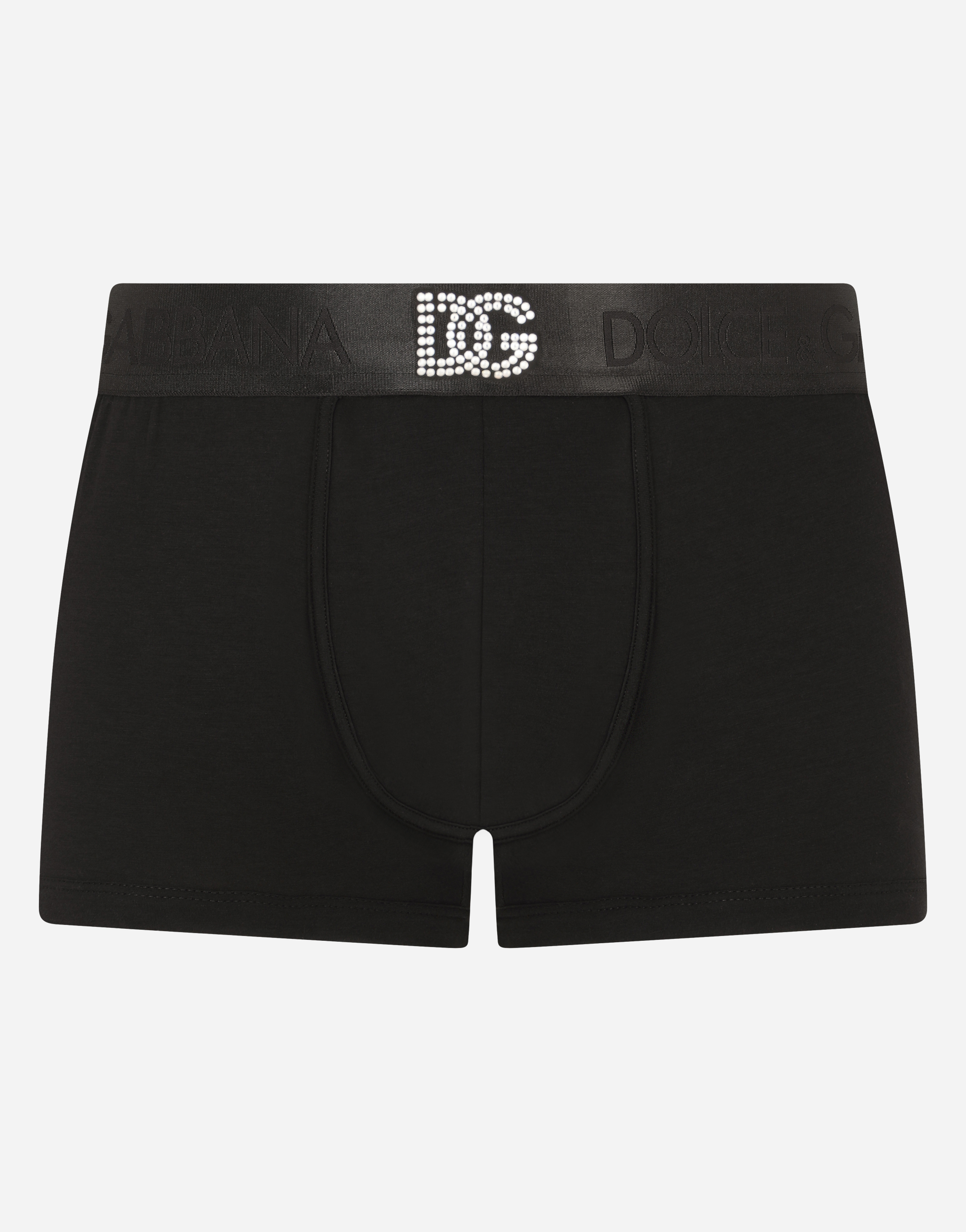 Stretch Pima cotton boxers with DG logo in Black