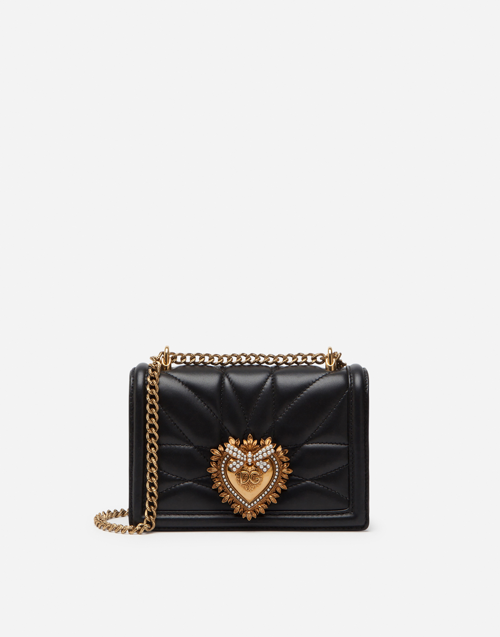 Small Devotion crossbody bag in quilted nappa leather in Black