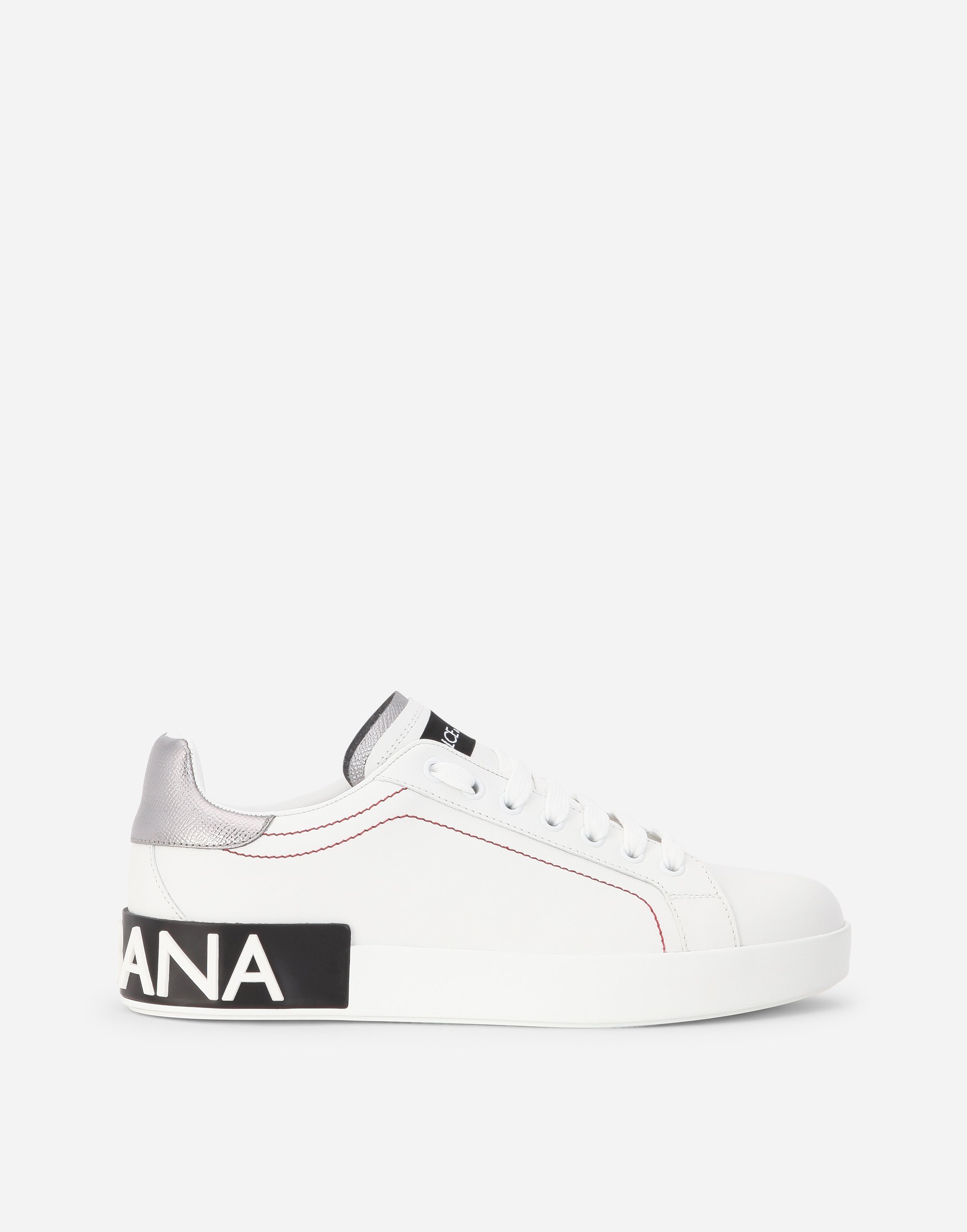 Calfskin nappa Portofino sneakers in White/Silver
