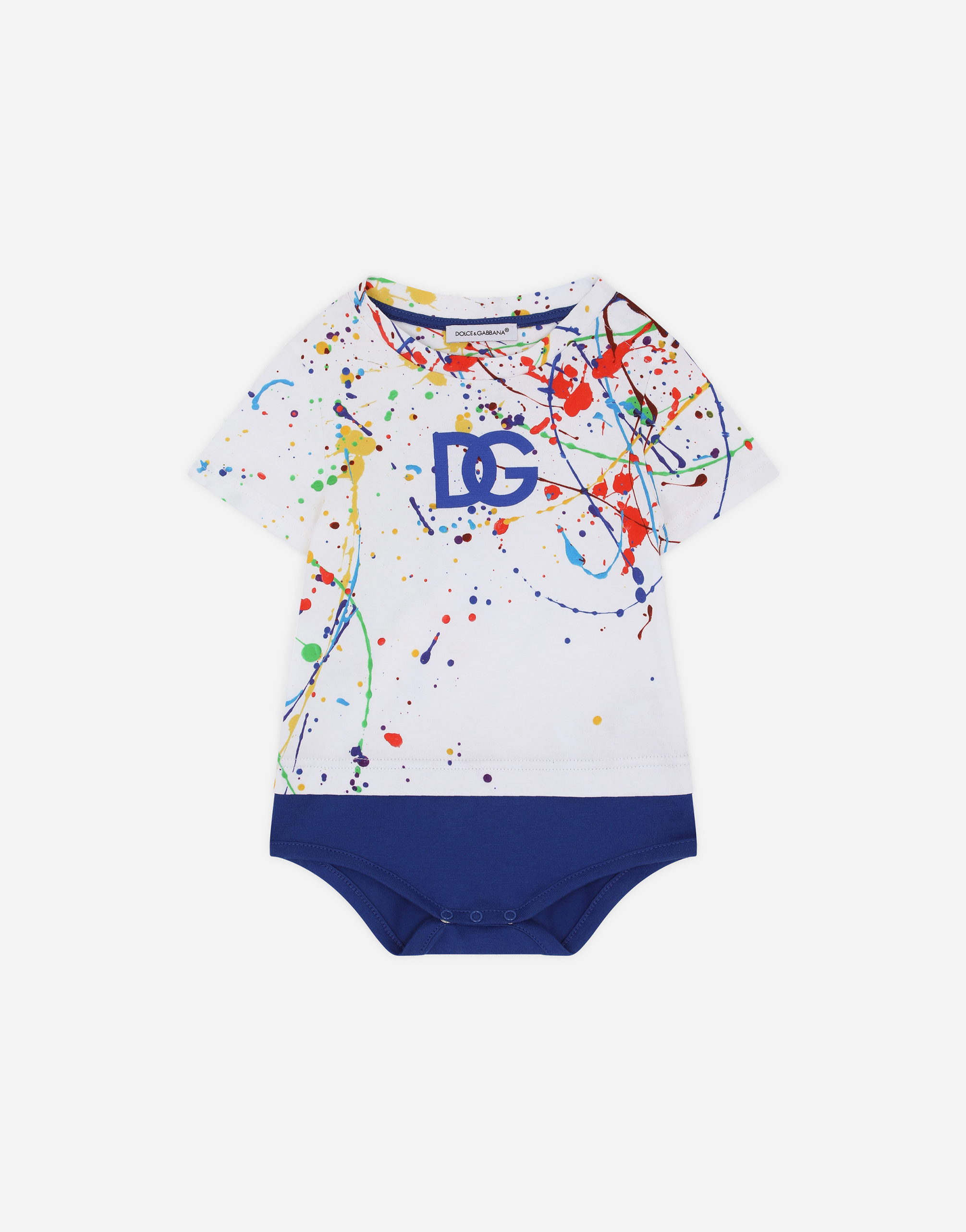 Jersey babygrow with color splash print in Multicolor
