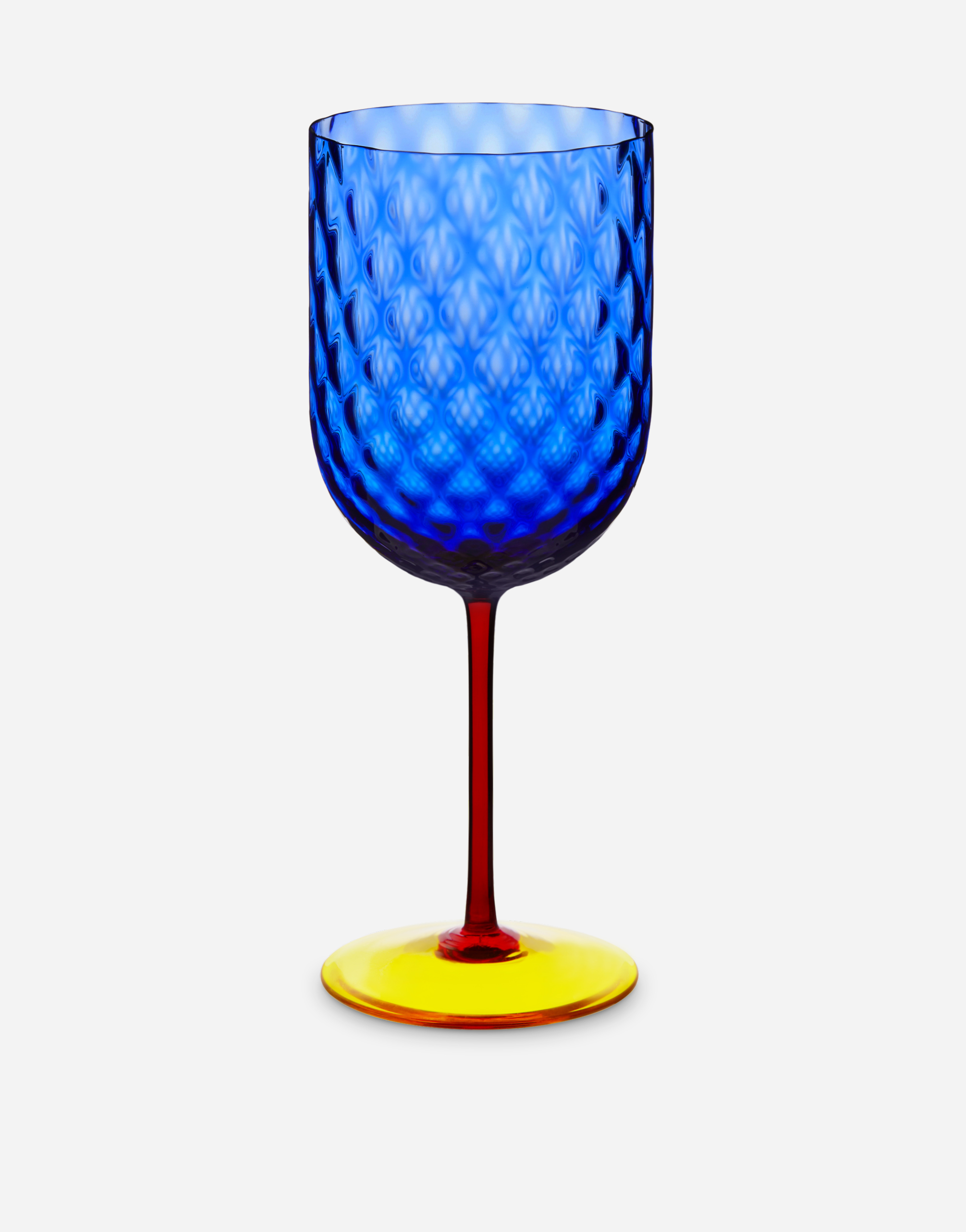 Hand-Blown Murano Red Wine Glass in Multicolor