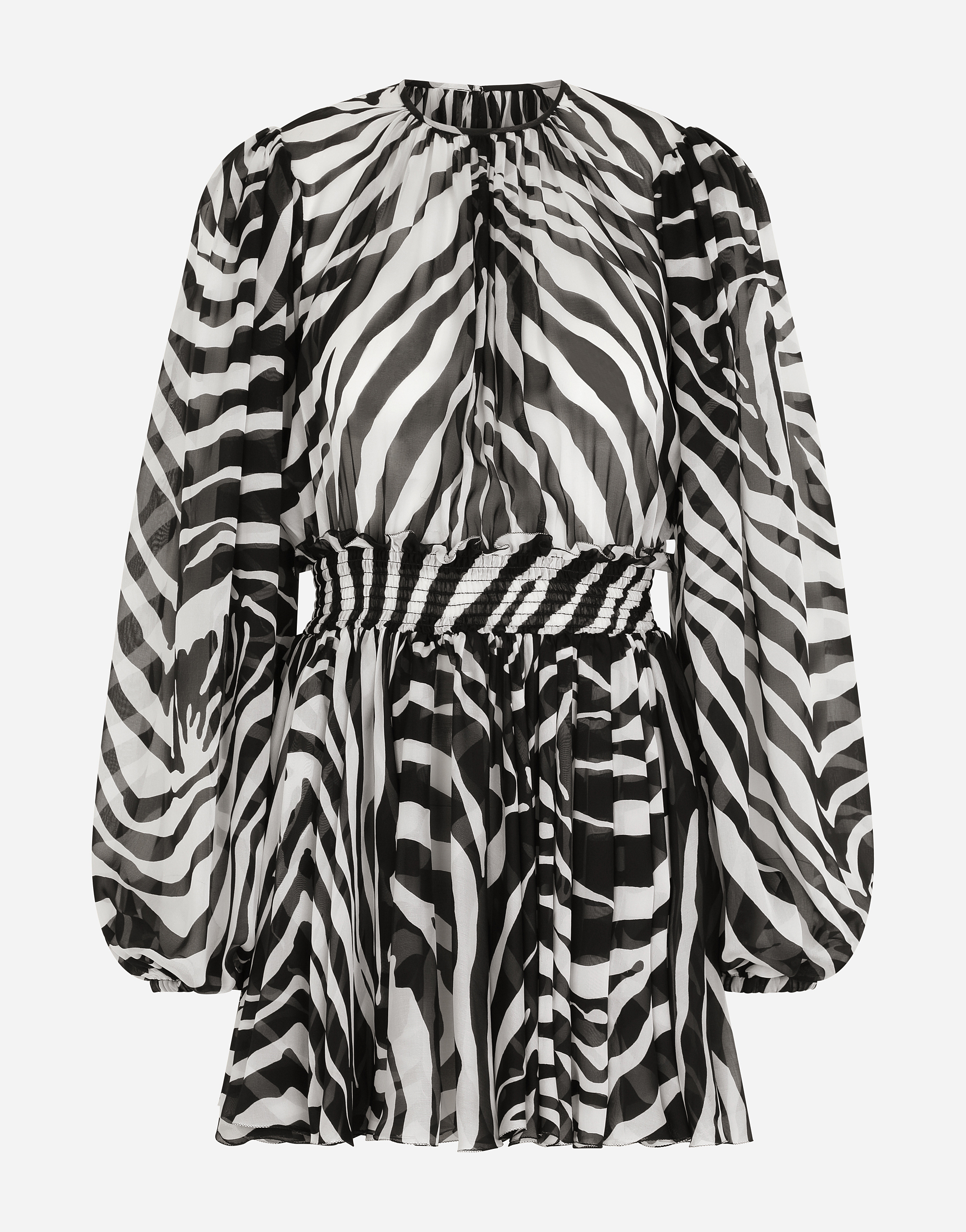 Short zebra-print chiffon dress in Multicolor