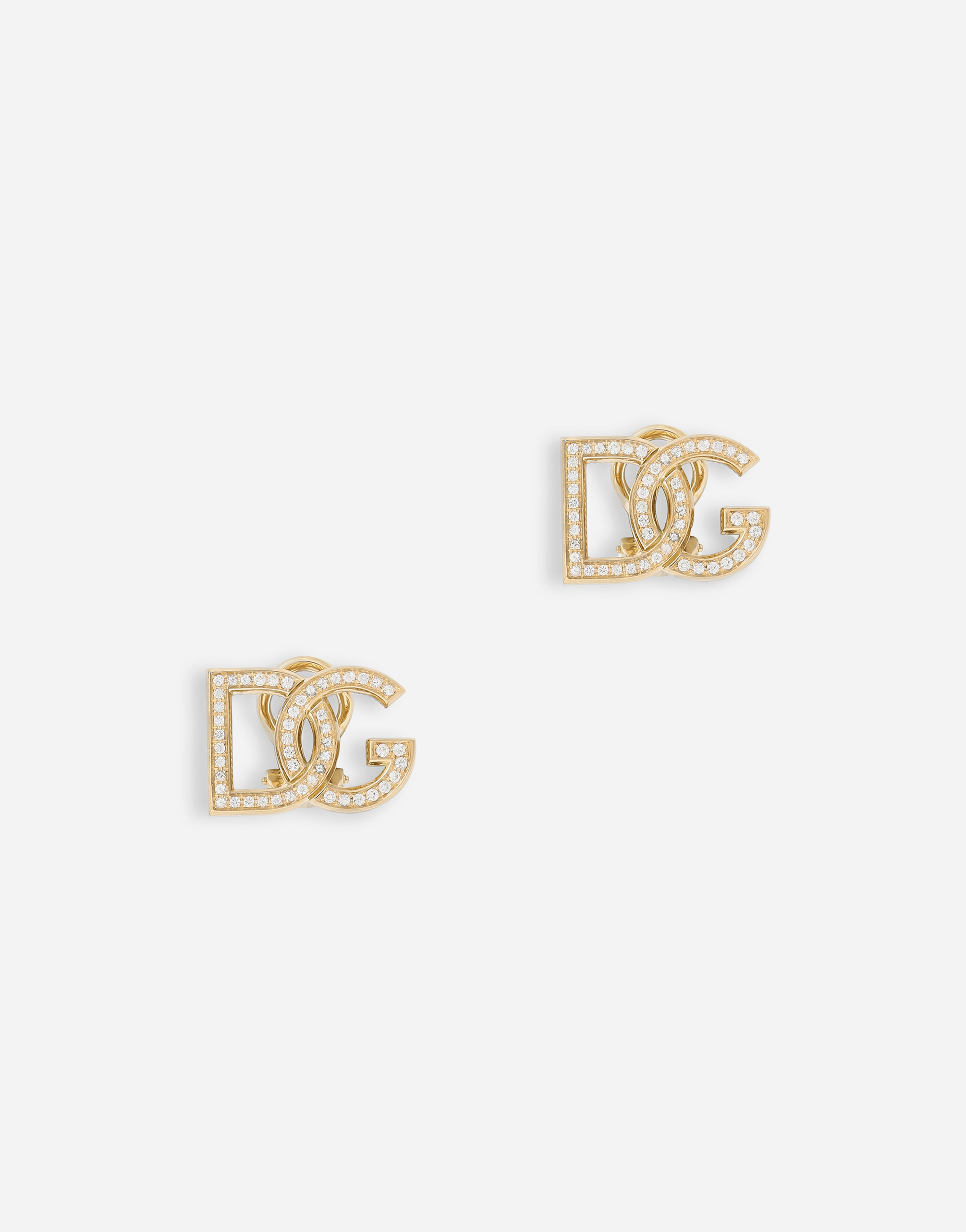 Dolce & Gabbana Logo clip-on earrings in yellow 18kt gold with colourless sapphires