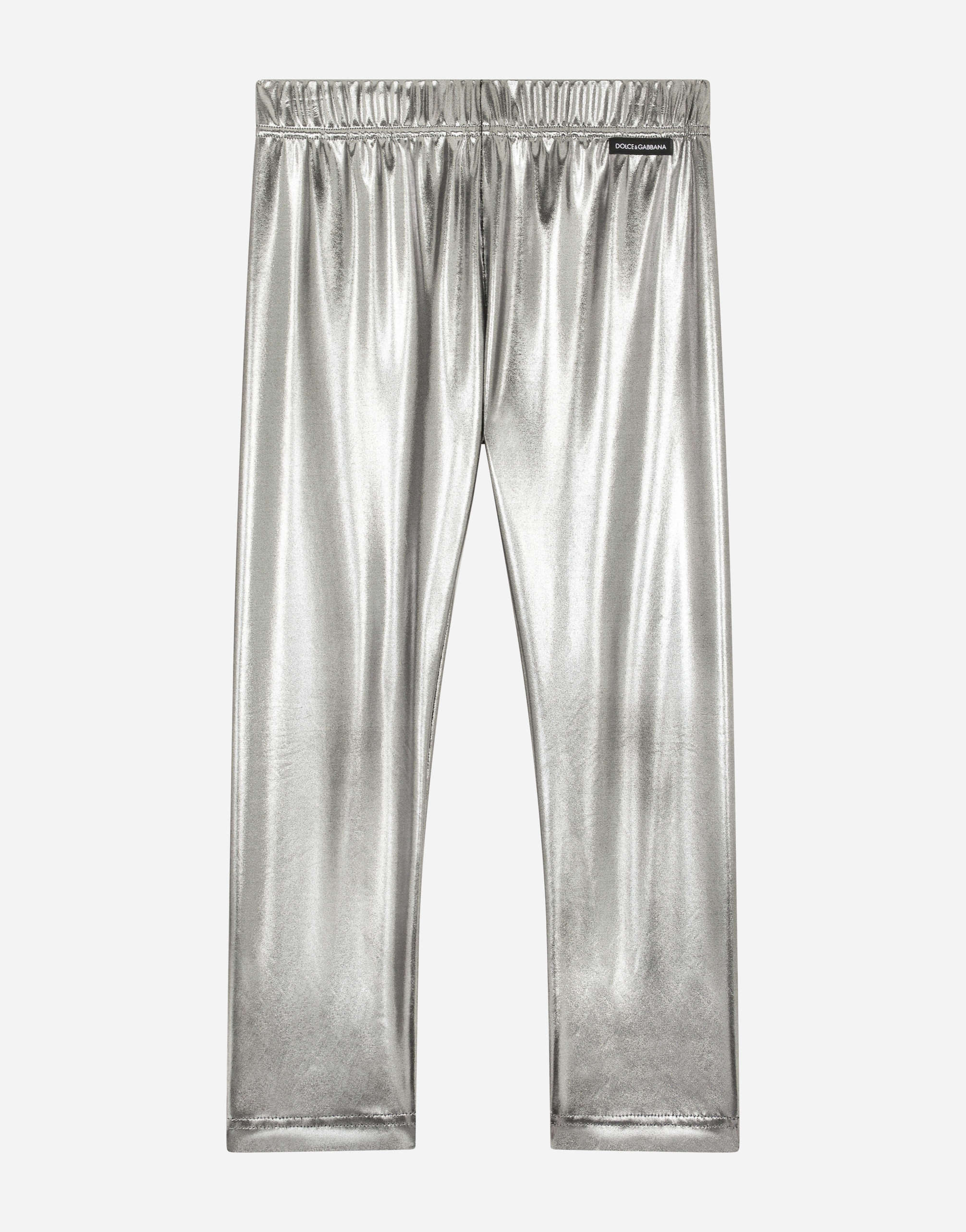 Foiled-effect viscose leggings in Silver