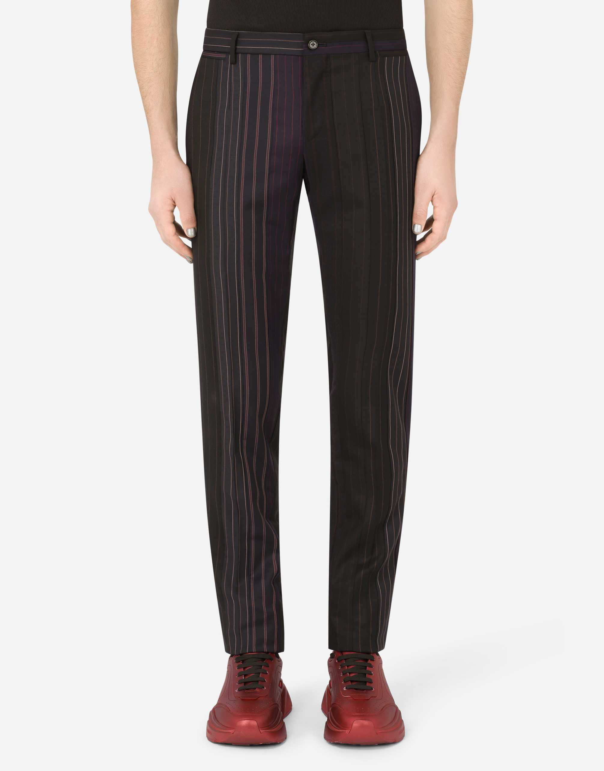 Tailored wool patchwork pants in Multicolor