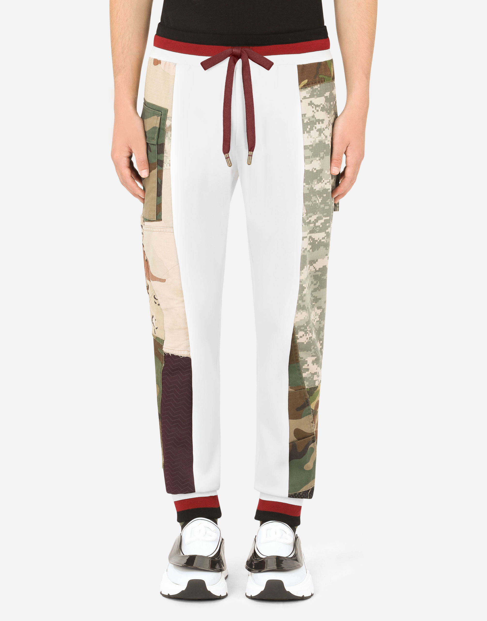 Camouflage patchwork jogging pants in White