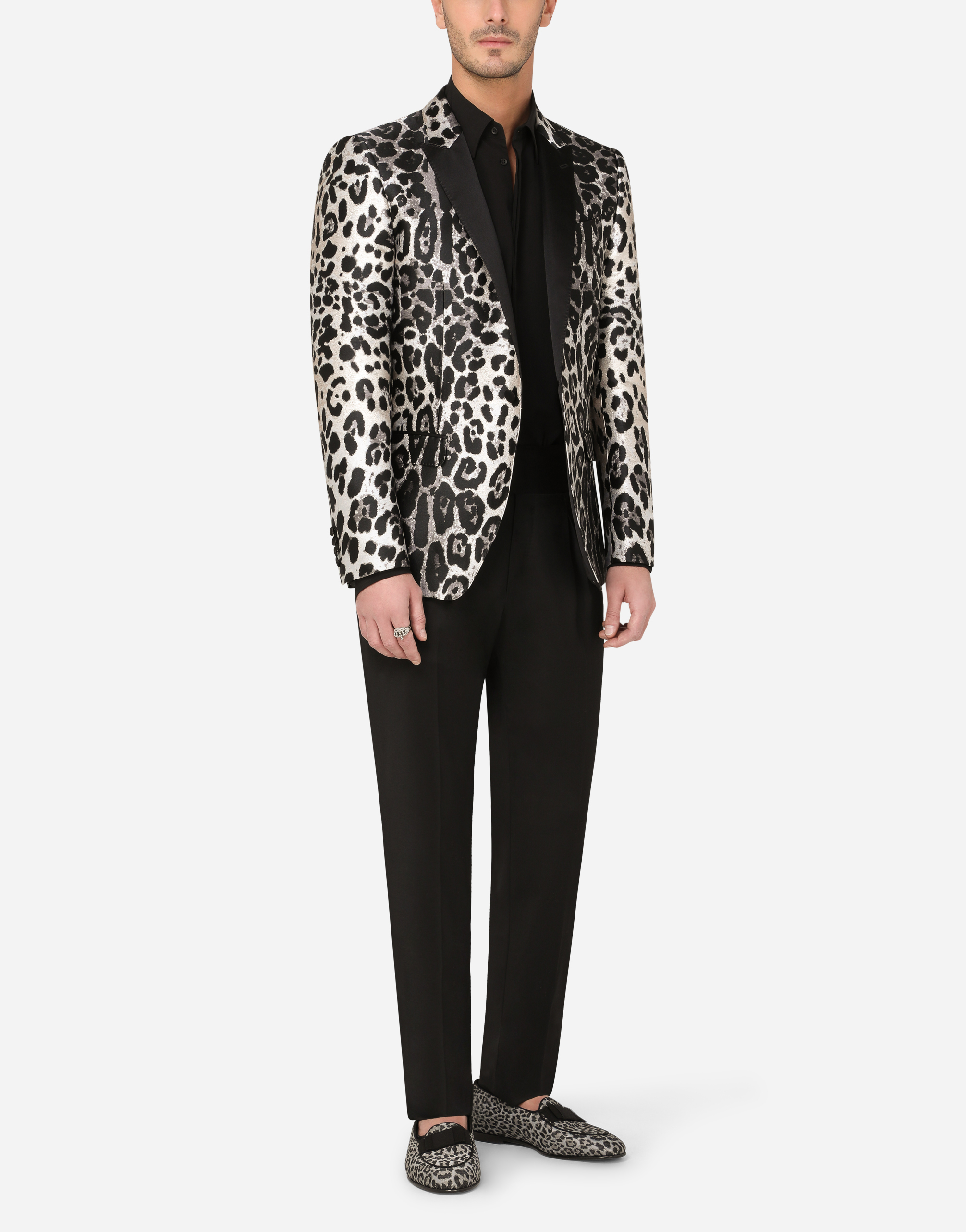 Dolce & Gabbana Uomo Abbigliamento Cappotti e giubbotti Giacche Giacche jacquard Giacca tuxedo Martini jacquard leopardo male 50 Abiti e Giacche 
