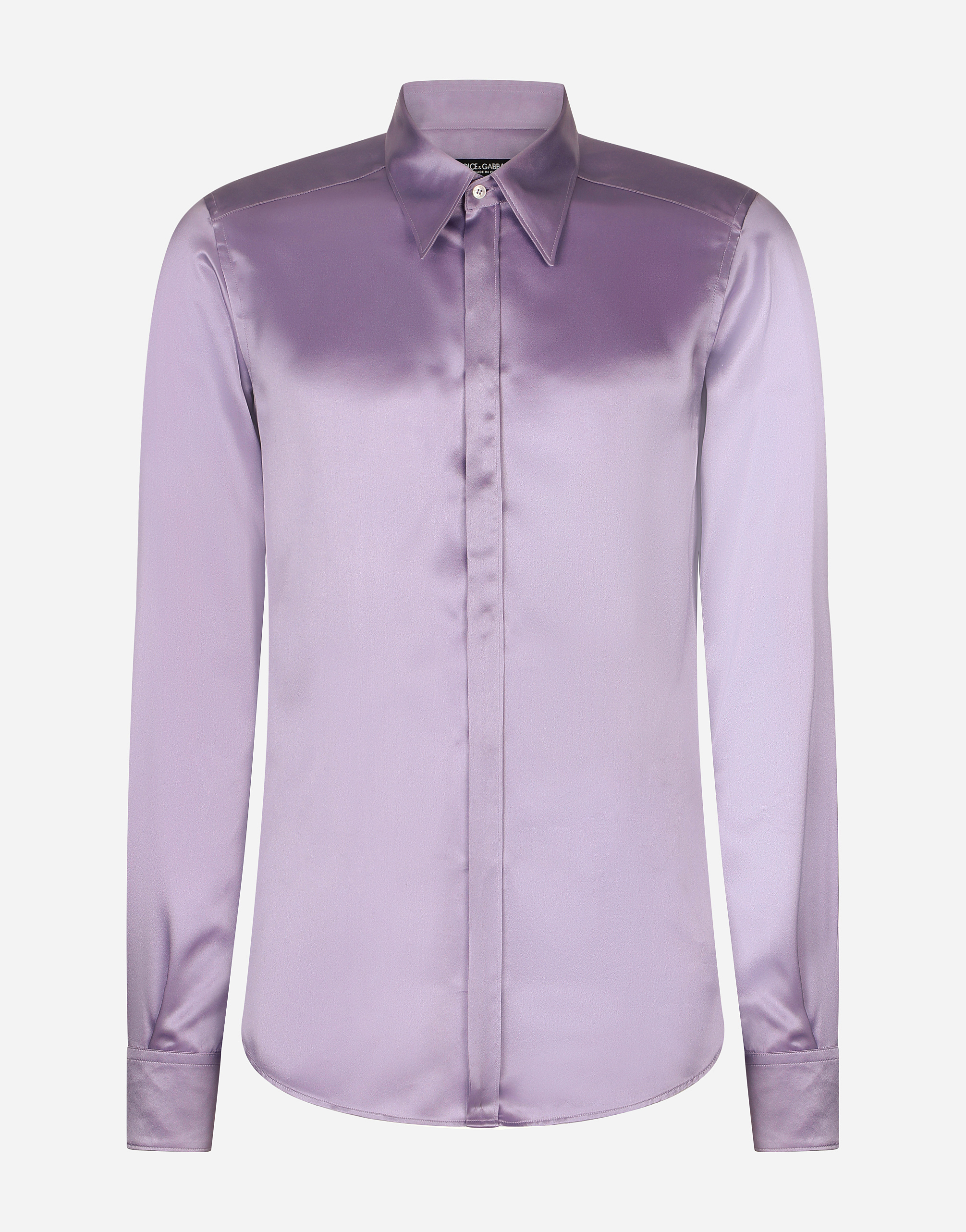 Silk satin Martini-fit shirt in Purple