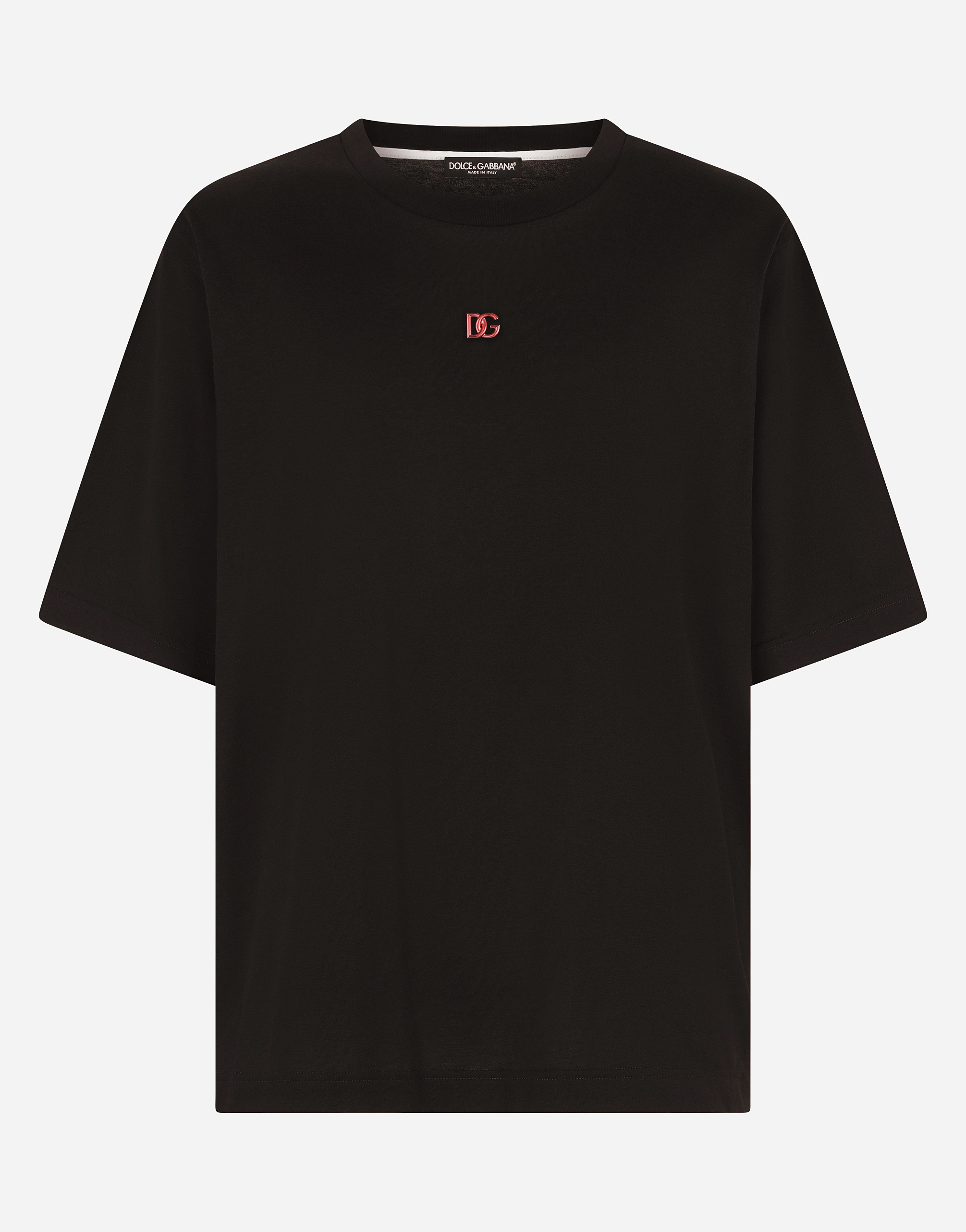 Cotton T-shirt with metallic DG logo in Black