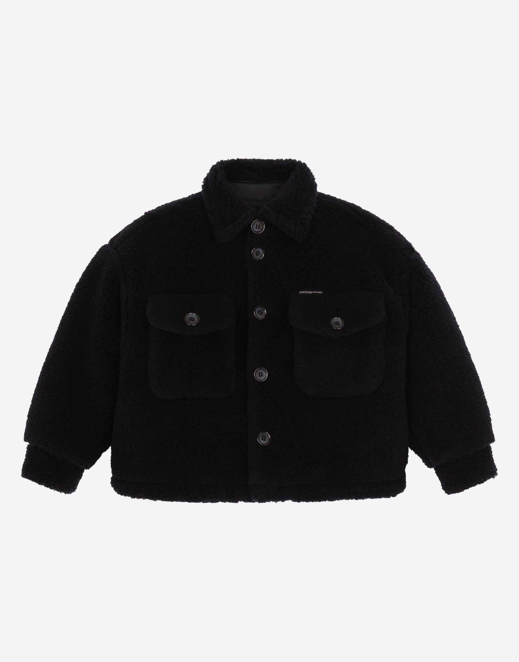 Teddy jacket with patch pockets in Blue