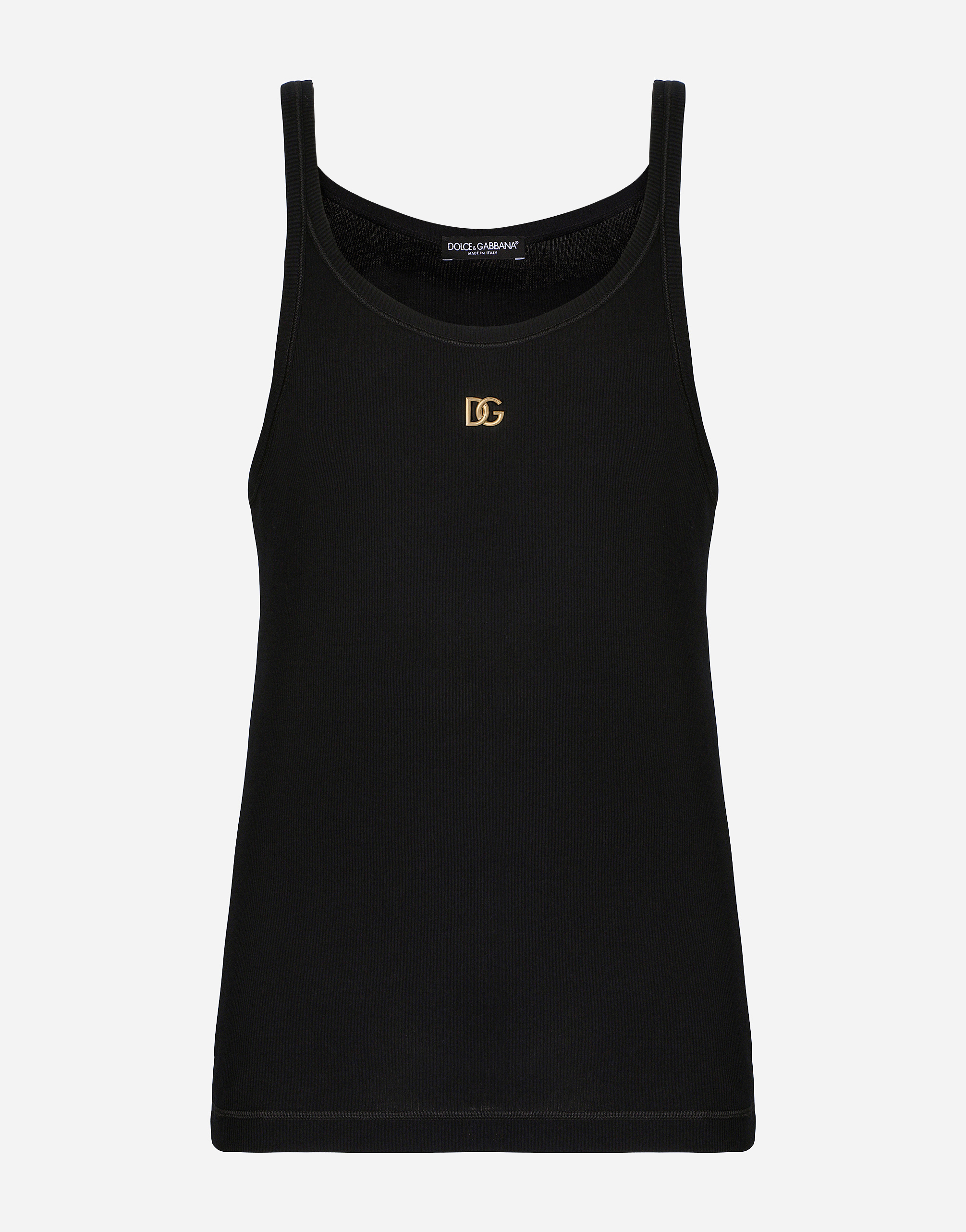 Fine-rib cotton jersey singlet with DG patch in Multicolor