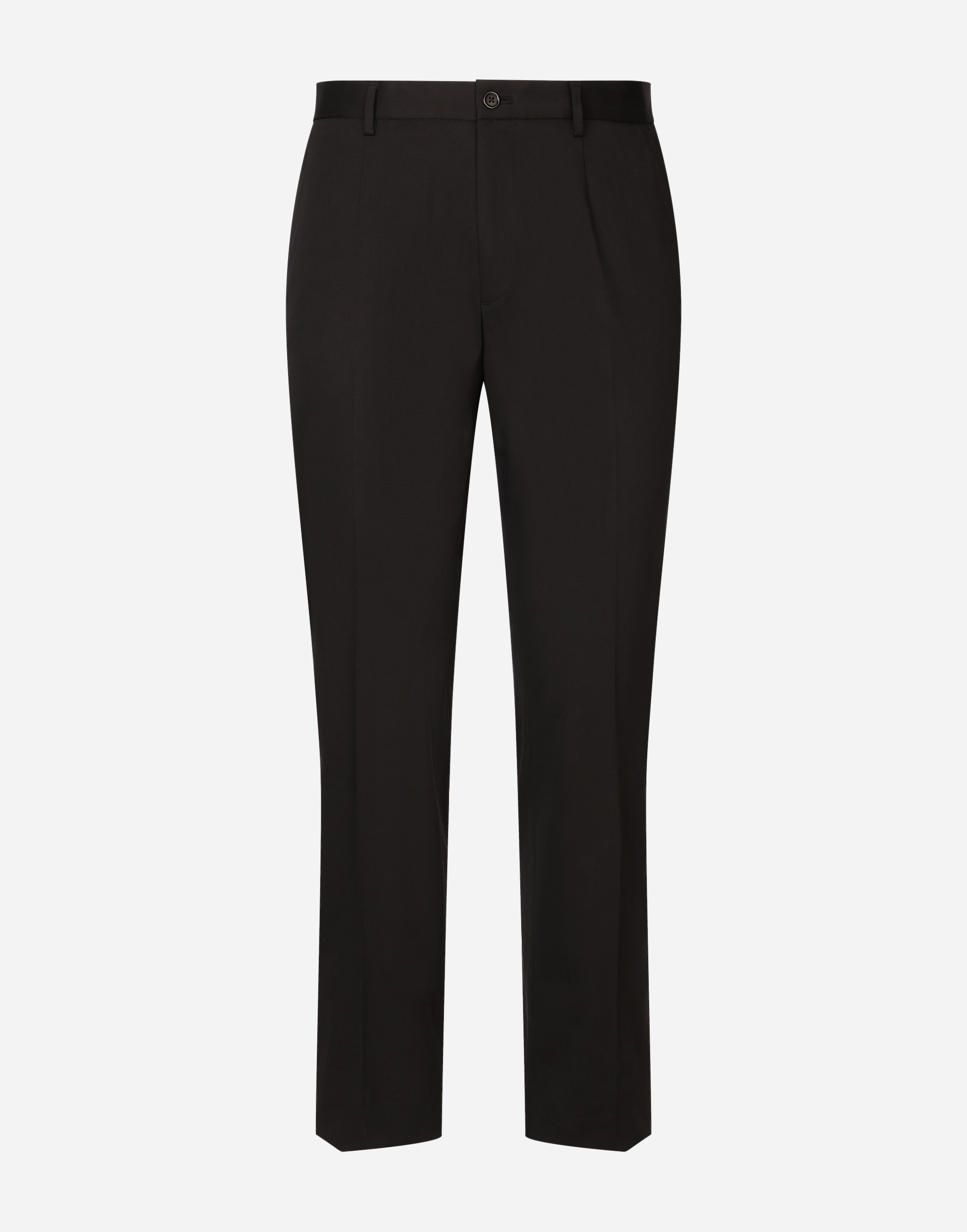 Stretch cotton pants with branded tag in Black