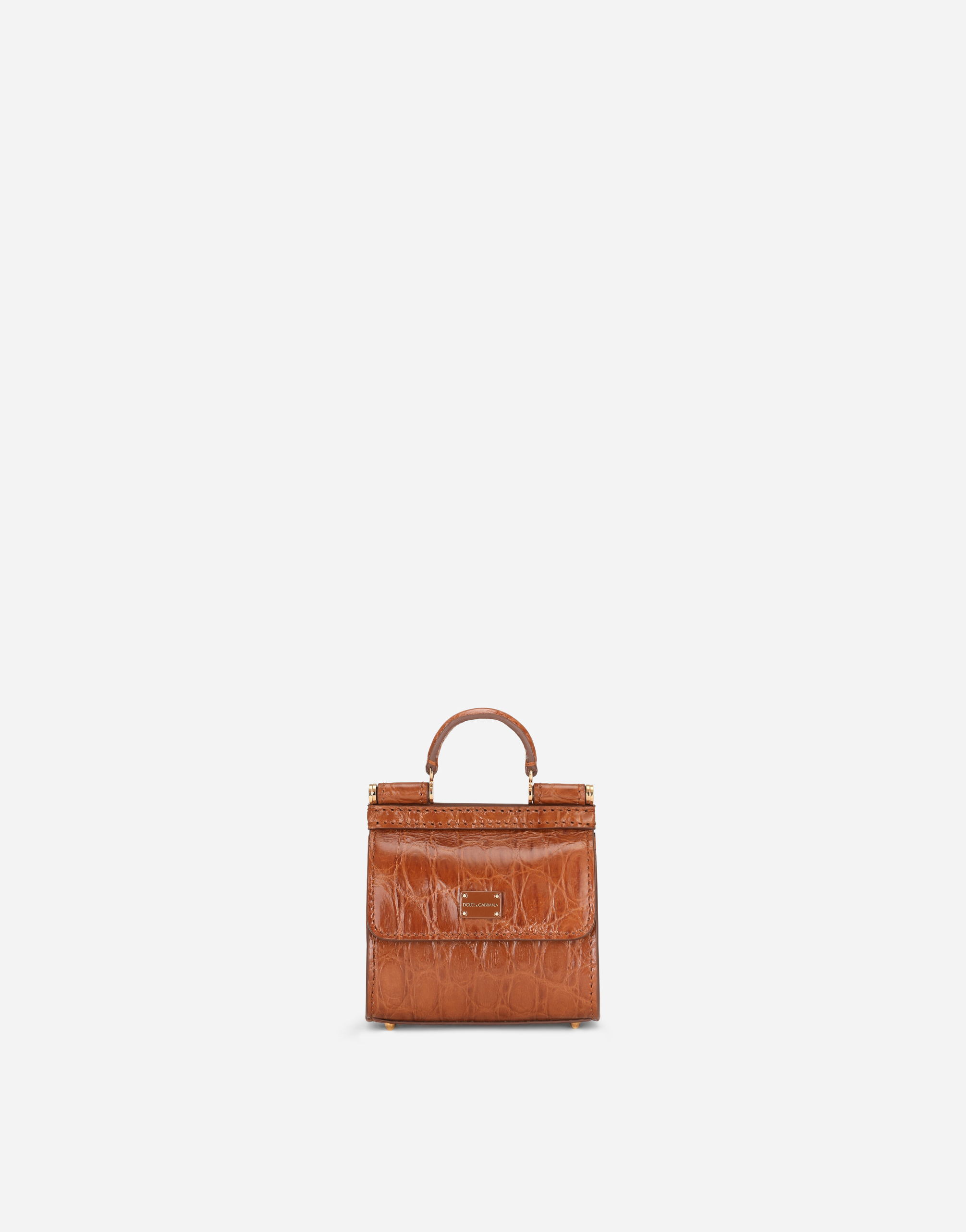 Sicily 58 micro bag in crocodile flank leather in Brown